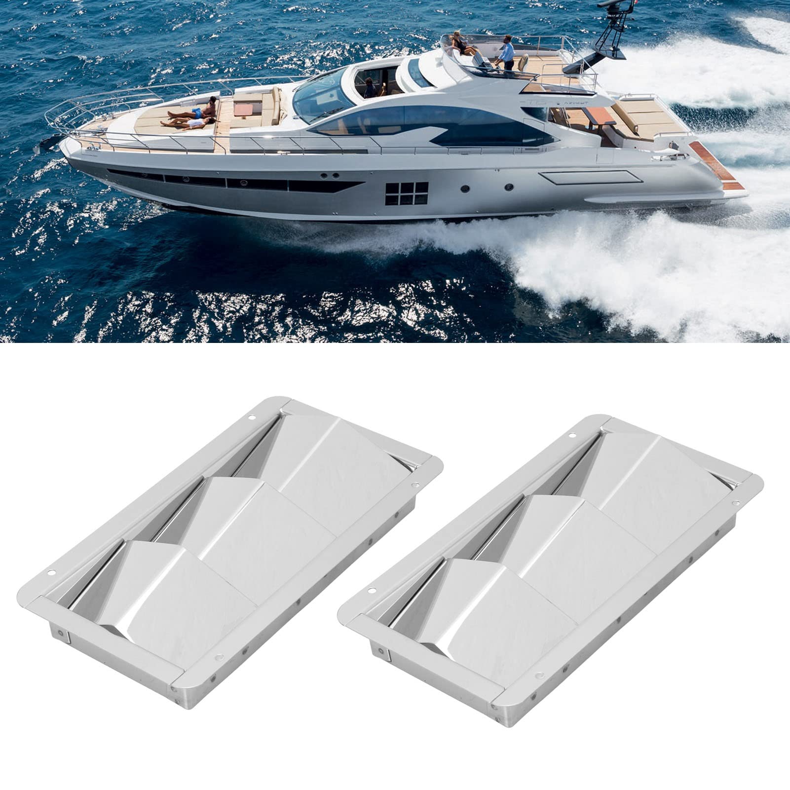 1 Paire 210x110mm Couvercle D'aération Marin 3 Fentes Persienne Rectangulaire 304 Grille De Ventilation D'air De Bateau En Acier Inoxydable Obturateur D'aération Universel Pour Bateaux