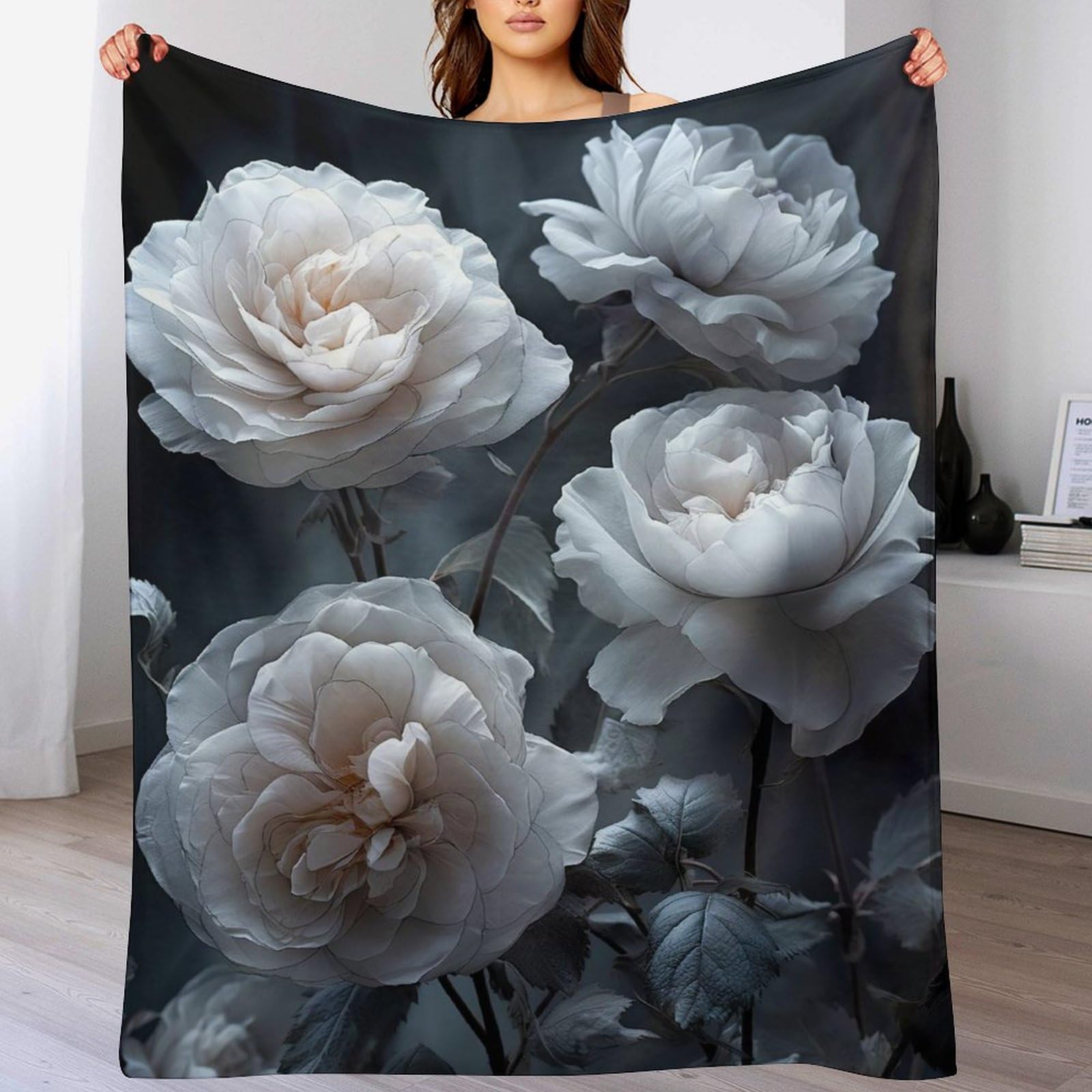 Couverture super douce et moelleuse au design 3D fleur unique