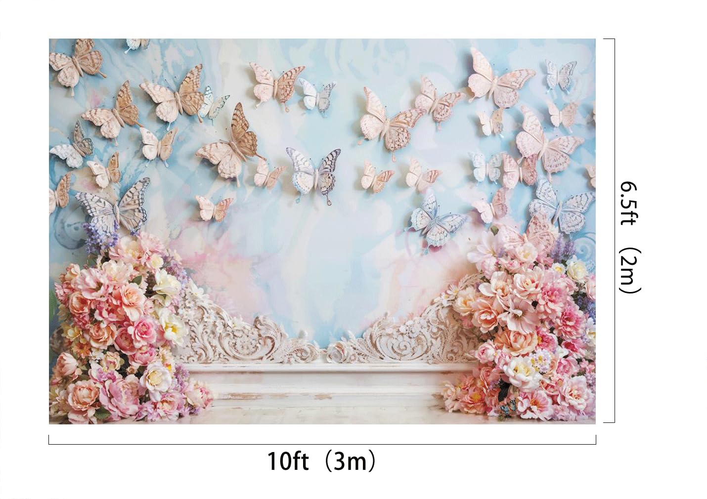 Kate Telón de fondo para estudio fotográfico, mariposas, flores, primavera, decoración de boda, cabina de fotos, rococó, lujoso, paredes de corte, accesorios de sesión de fotos, elegante fondo de