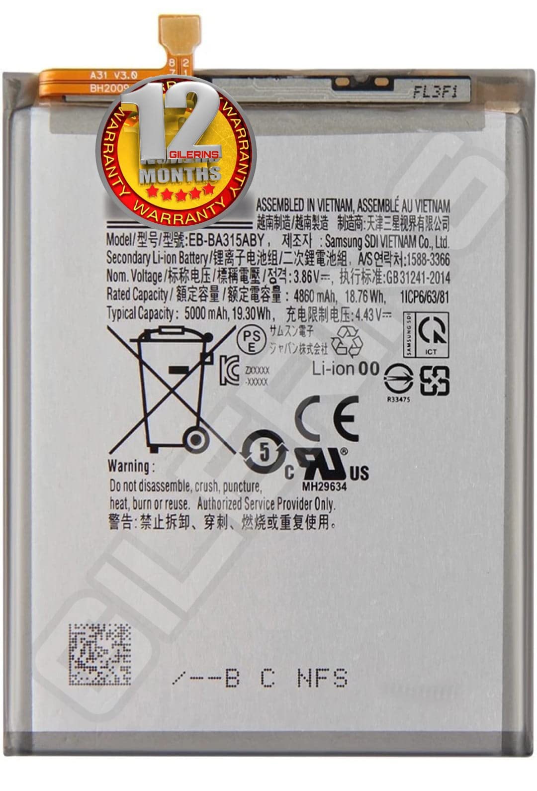 GILERINS® Orignal EB-BA315ABY Battery for Samsung A31s /A31 Battery with 1 Year Warranty**** (R212)