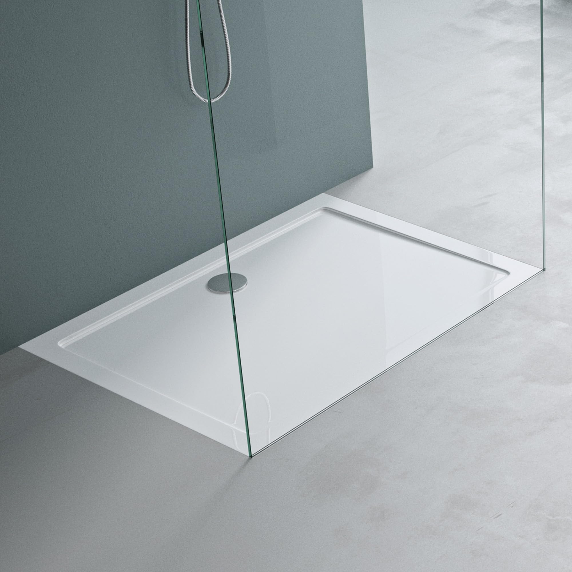 Mai & Mai Plato de Ducha 90x120x4 cm – Acrílico Blanco Rectangular, Antideslizante y Resistente, Instalación a Ras de Suelo o Sobresuelo Faro2