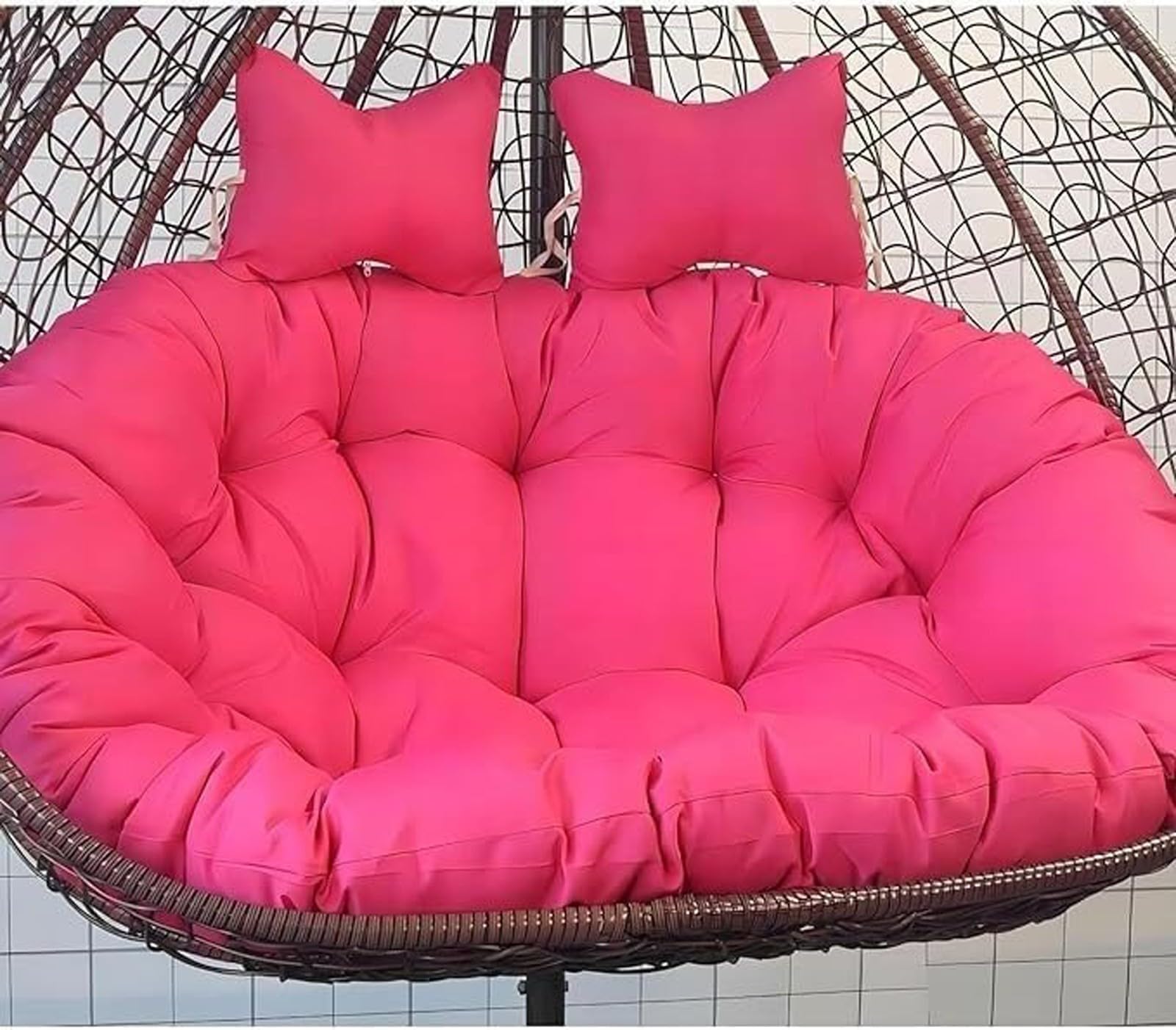 Double Hammock Swing Chair Cushion Replacement, 2 Seater Egg Chair Cushion, Outdoor Patio Wicker Loveseat Hanging Swing Egg Chairs (Only Cushion)(D,150 * 110cm/59 * 43in)