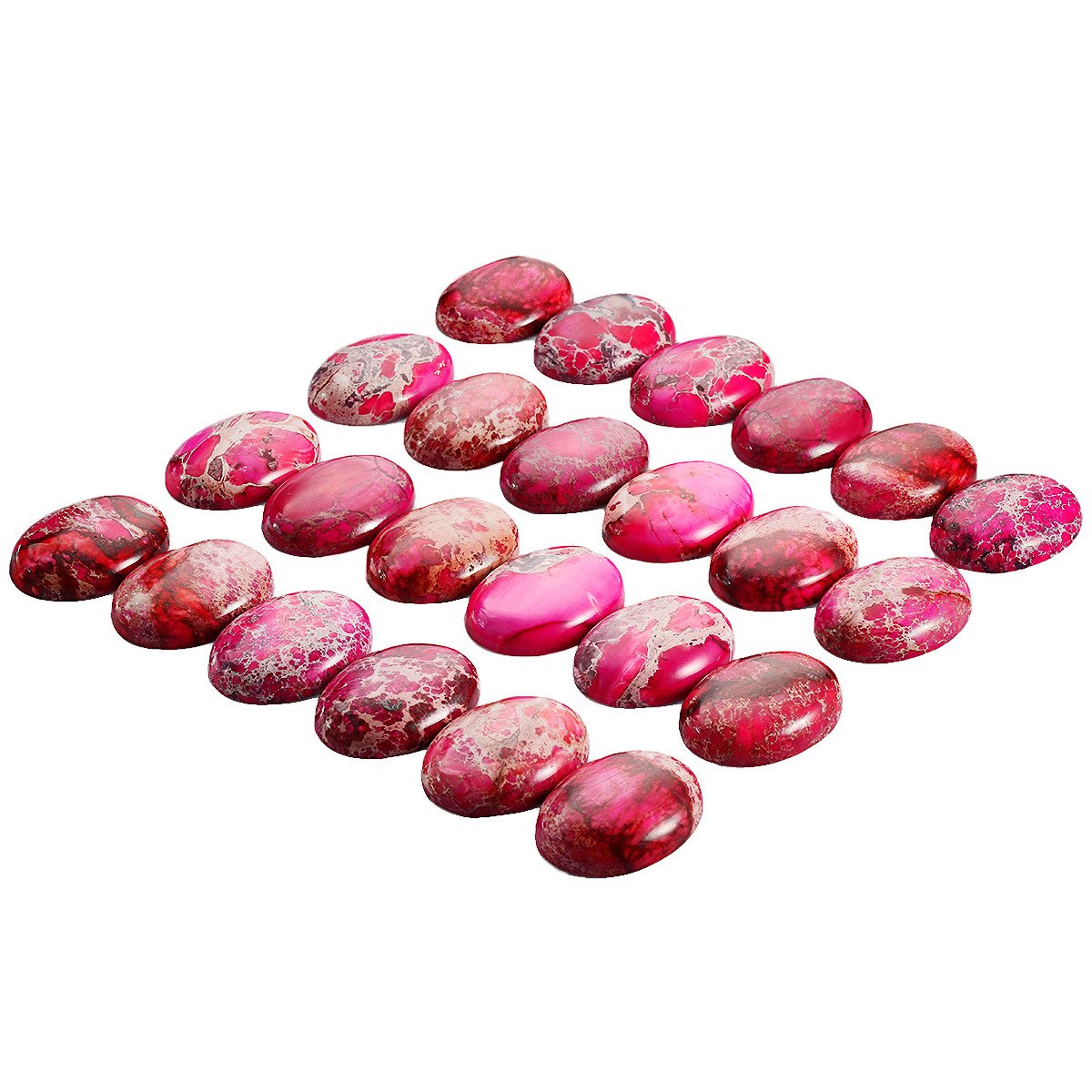 Nupuyai 4pcs Rose Red Oval Stone Flatback Cabochons for Jewelry Making DIY Charms Sea Sediment Jasper, 22x30mm - Image 2