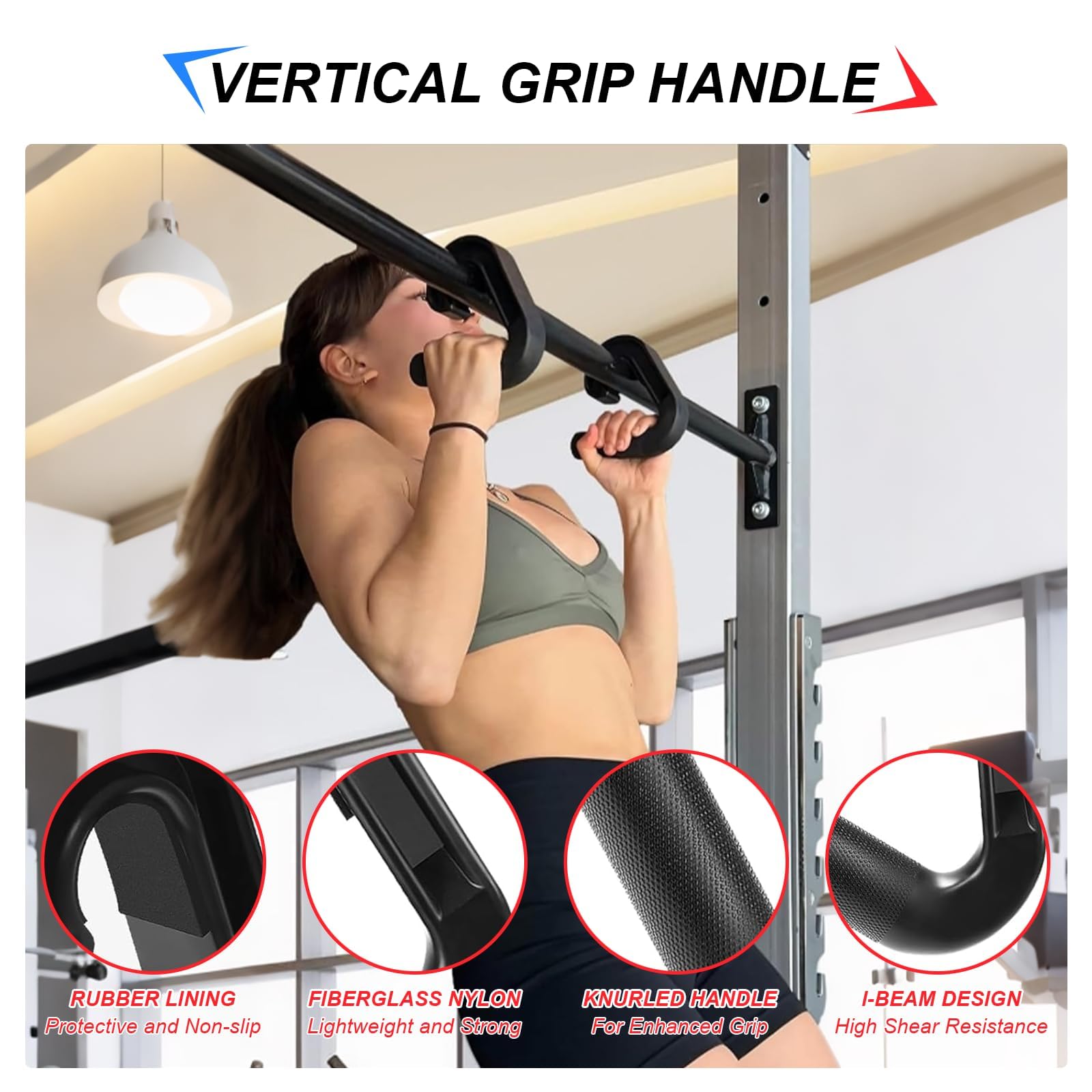 Maniglie Palestra, Doppie Maniglie per Trazioni alla Sbarra a D Trazioni alla Sbarra, Palestra Accessori in Nylon Composito, per Allenamento Schiena, Spalle e Braccia, Compatibile con Cavi