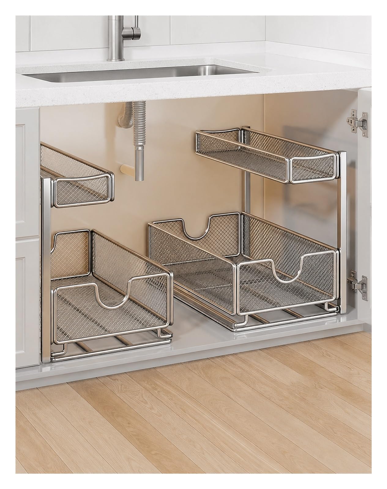 2-stufiger Spülenunterschrank Organizer mit Ausziehschublade Küche Bad