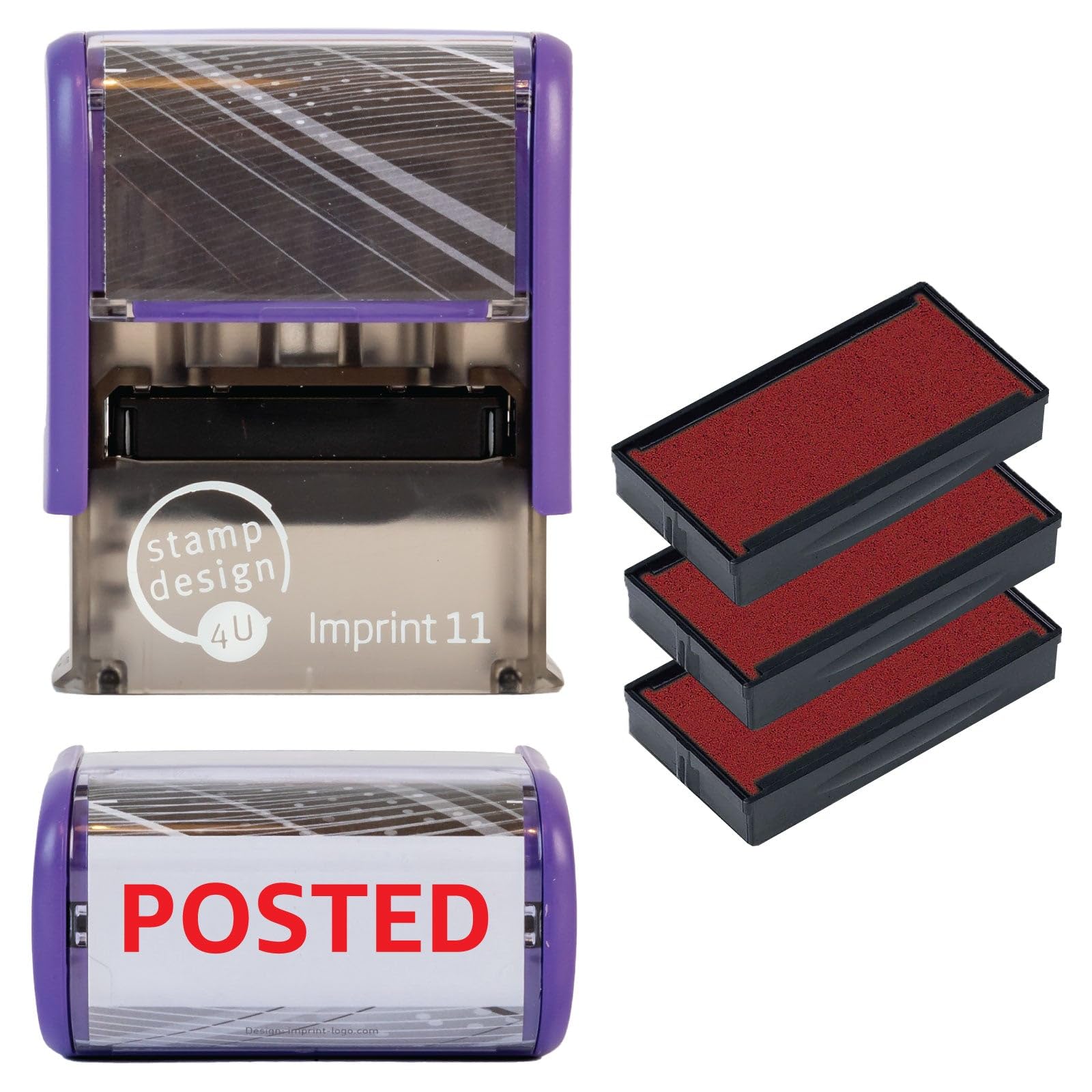 Posted Self Inking Rubber Stamp for Stamping Your Posted Documents - Red Posted Stamp with 3 Extra Inkpad