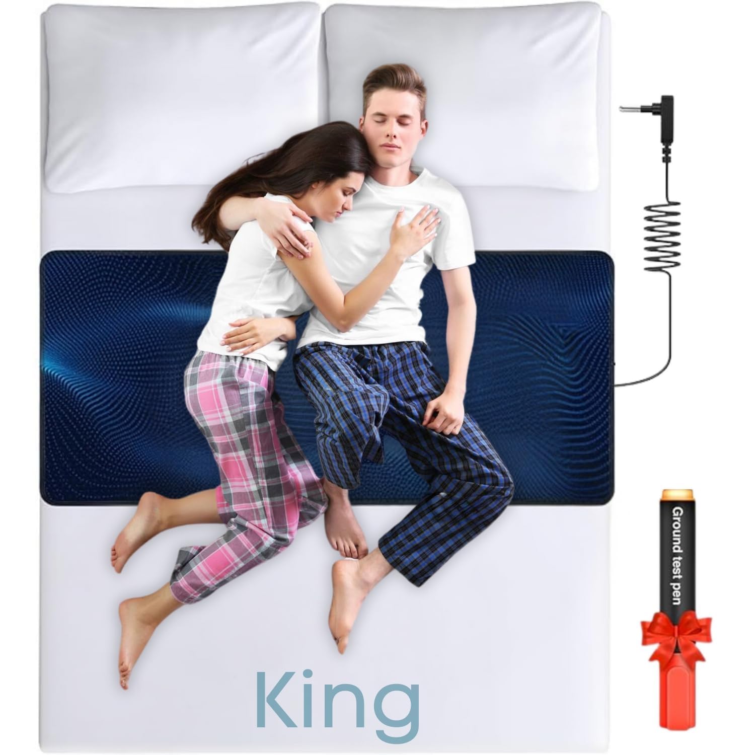 Grounding Mat for Bed King Size (27''x78') Earth Connected Grounding Bed Mat for Pain Relief & Energy Boost,Grounding pad for Bed Includes Cord (15ft)