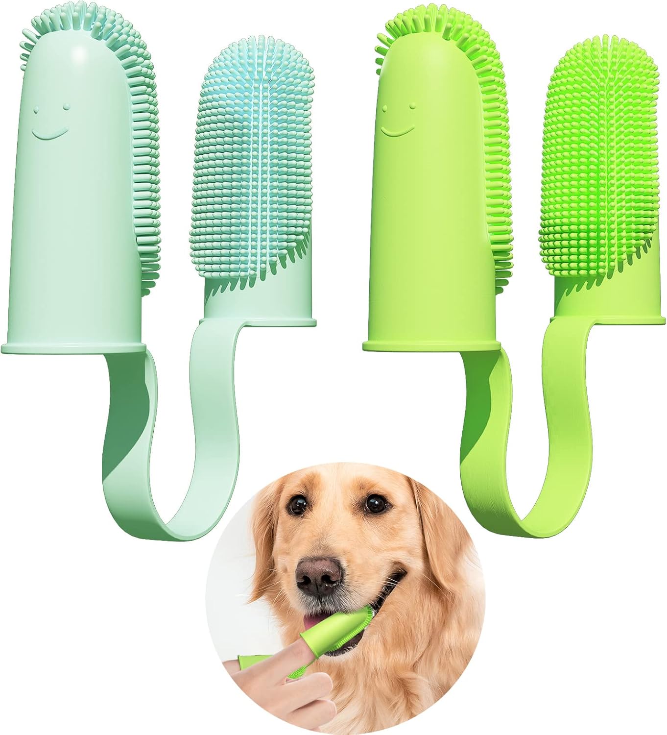 2 Pack Toothbrush for Dog, Finger Toothbrush Kit, 135ºSurround Bristles for
