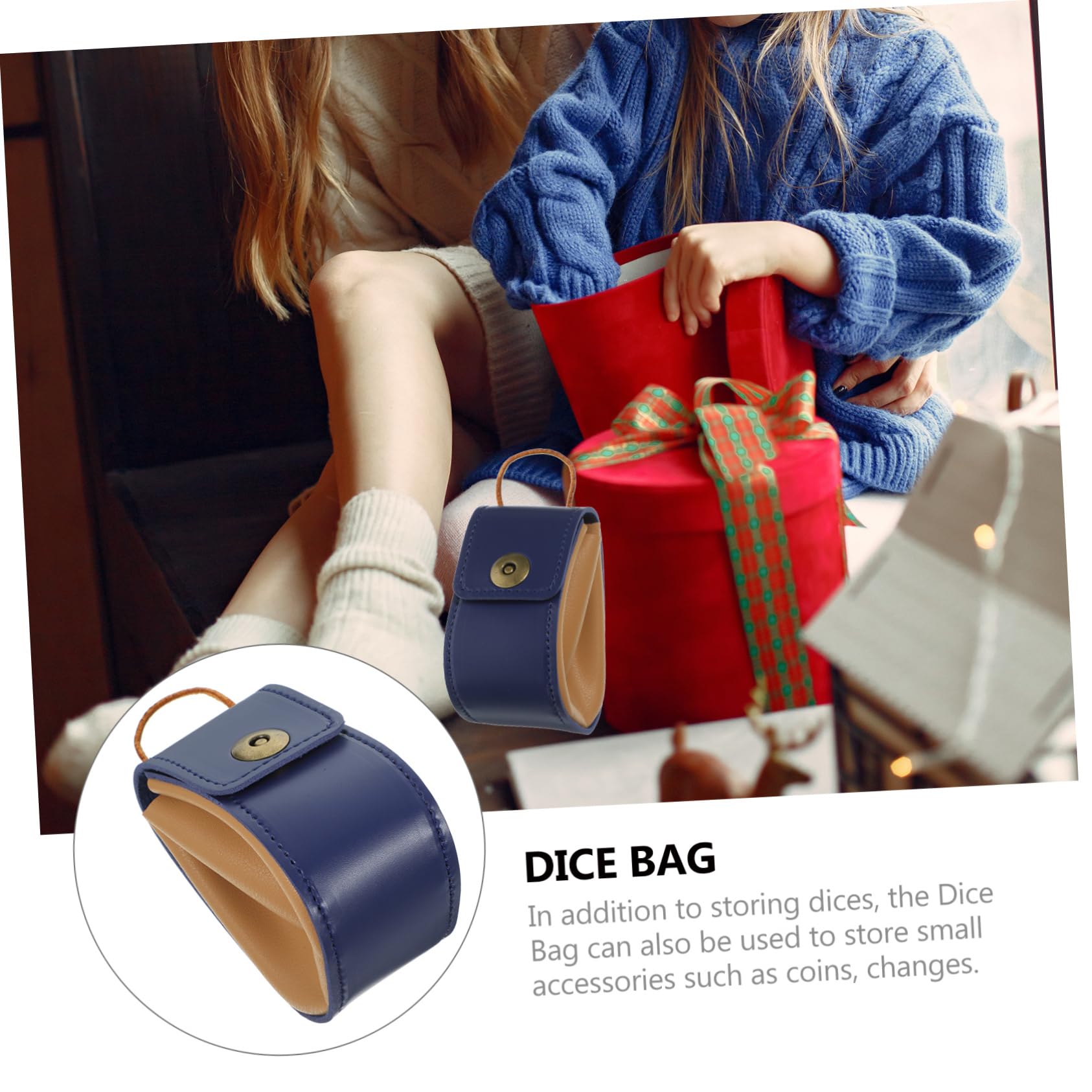 TOPBATHY 5 Pièces de Rangement Bleu de Rangement de Jouets dés Portable dés Jeu Pochette Rangement Pochette de Rangement à dés résistant à l'usure étui à dés Cuir Blue