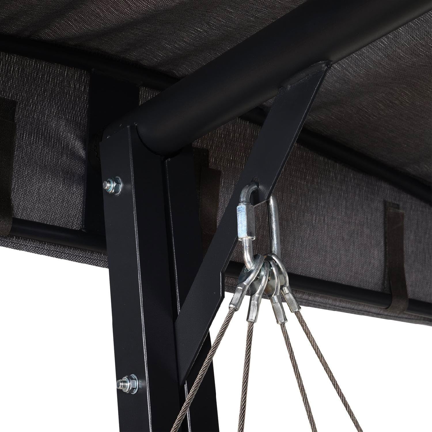 Dondolo da Giardino 3 Posti con Tettuccio Parasole in Metallo/Poliestere Dimensioni 200x115x168 cm Colore Grigio