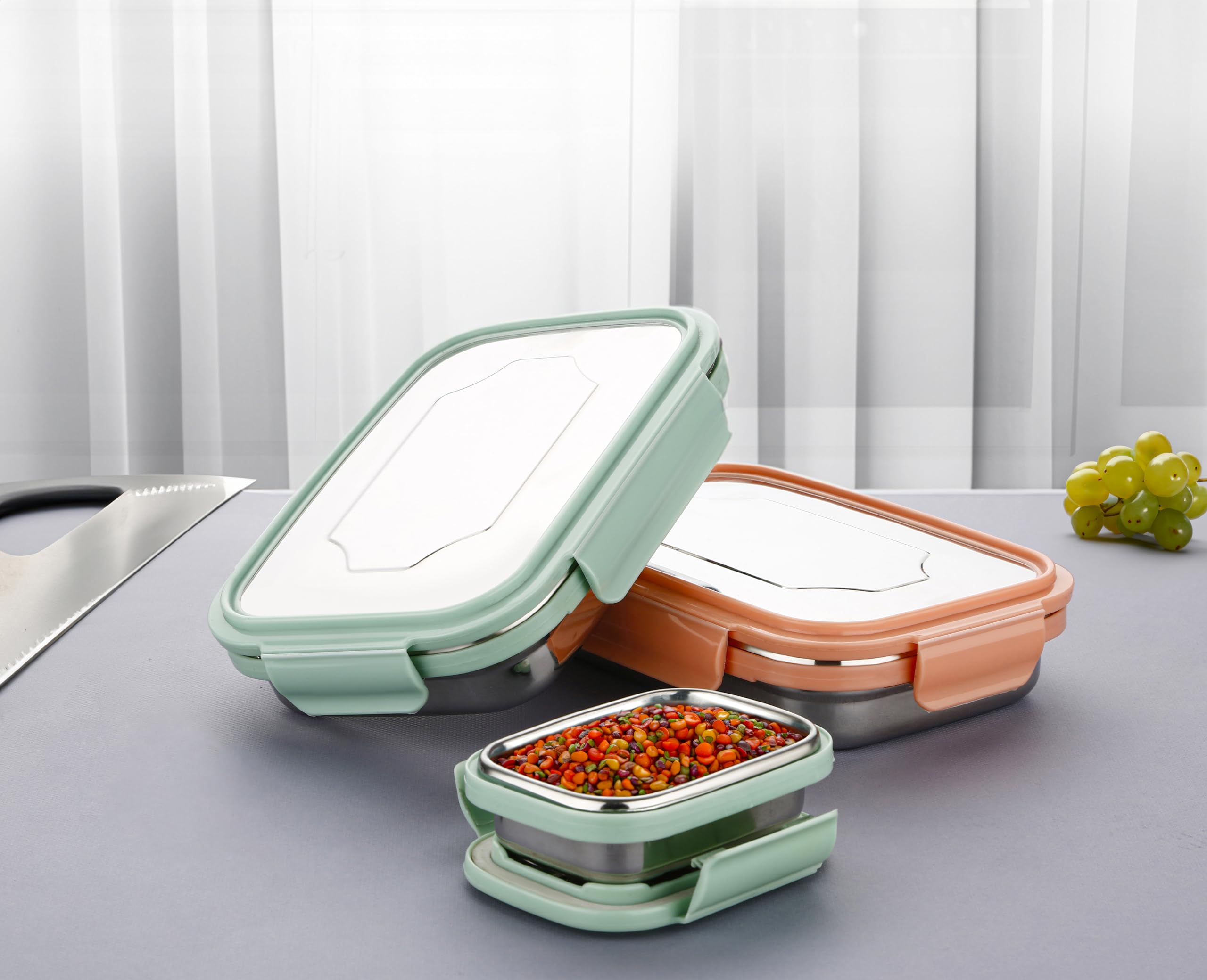 Attro E-Lite Stainless Steel Lunch Box - 800ml + 180ml -2