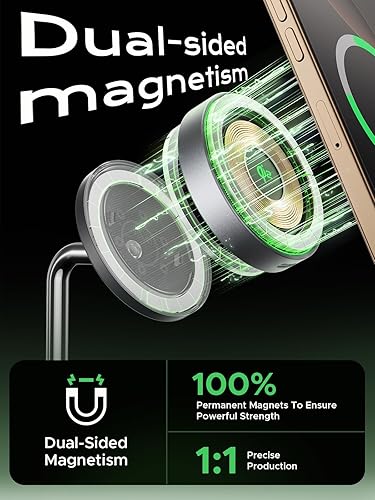 Miniatura 4 de THREEKEY Estación de carga, para cargador MagSafe con rotación de 180, almohadilla de carga rápida Qi2 de 15 W con imanes de doble cara, soporte de