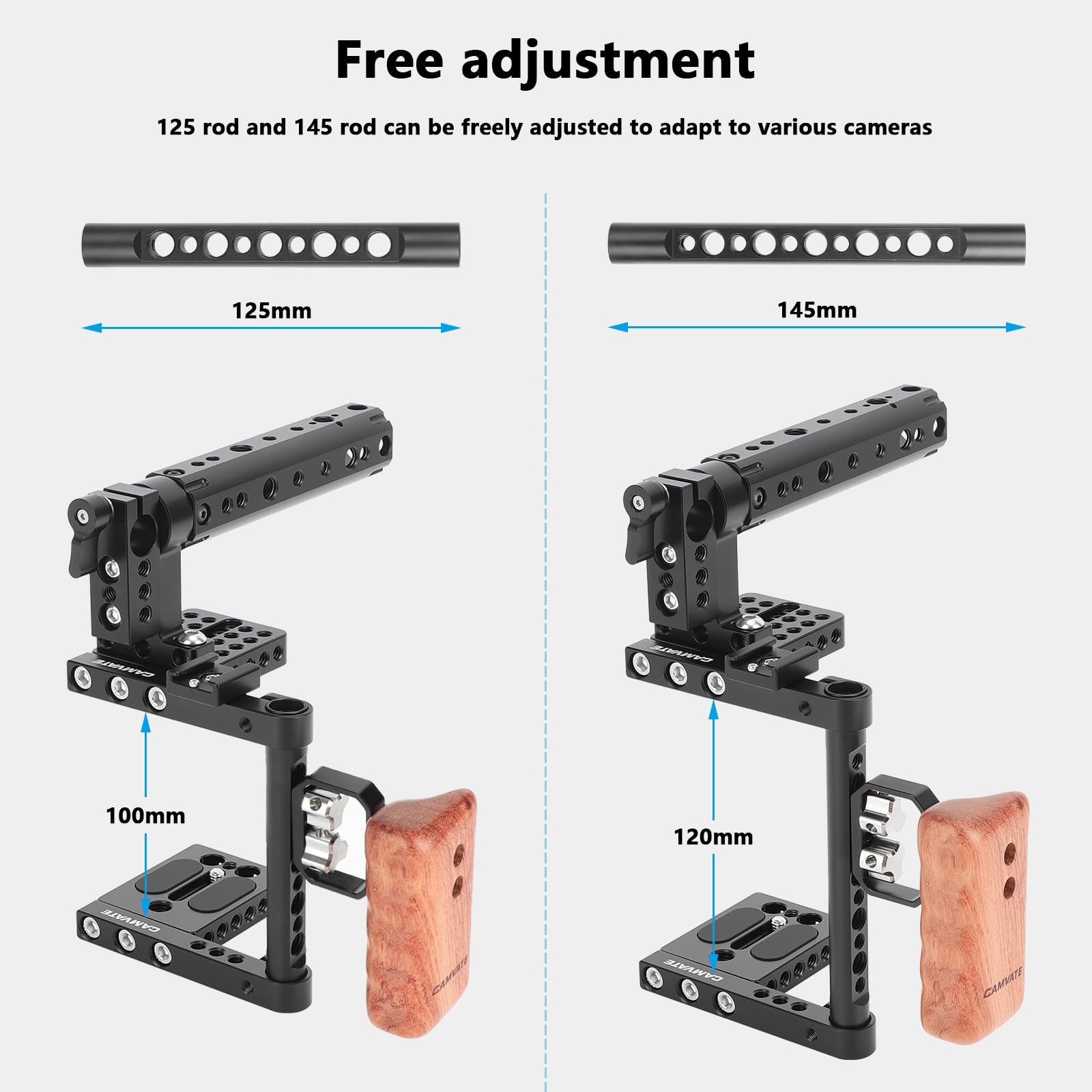 CAMVATE DSLR Camera Cage Top Handle Wood Grip Compatible for Sony Panasonnic - 1175
