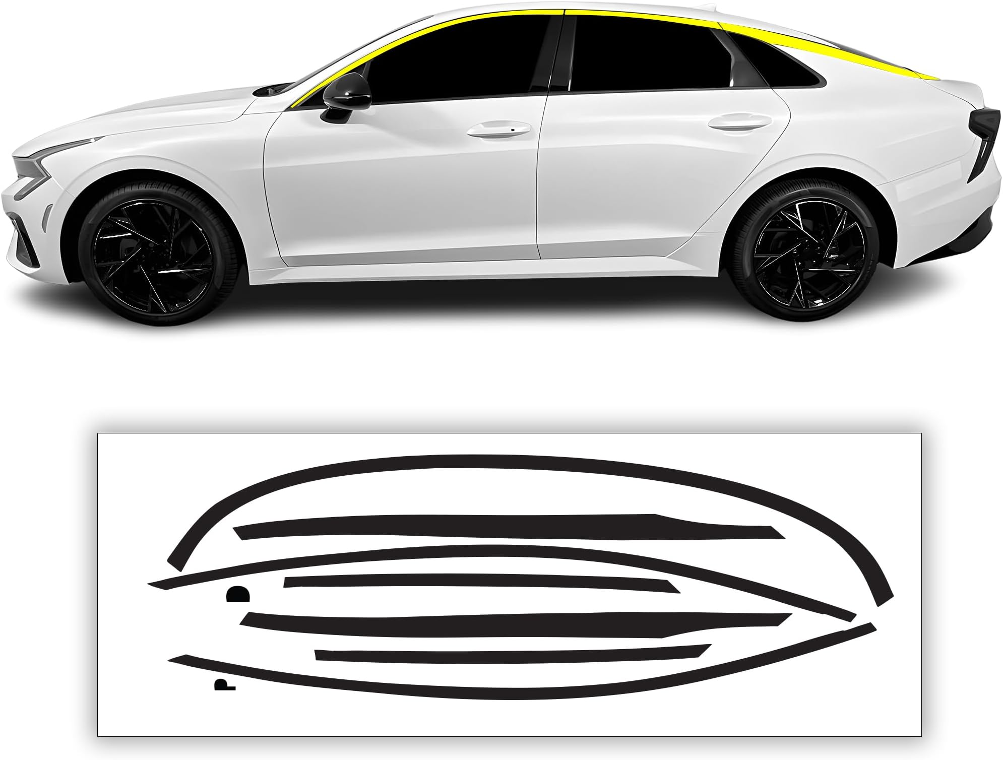 Side Window Chrome Delete Cover Sticker Decal Vinyl Compatible with Kia K5 2021-2024, Gloss Black