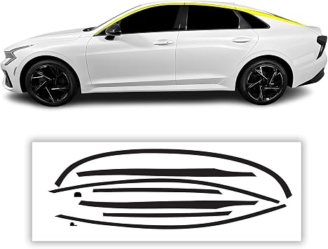 BOGAR TECH DESIGNS for Kia K5 2021-2026 Side Window Chrome Delete Precut Vinyl Trim Overlay, Gloss Black Blackout Appearance