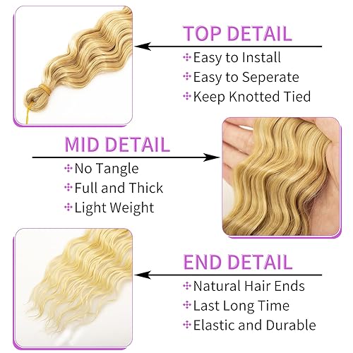 Miniatura 5 de QRHSUKA Pelo de ganchillo Ocean Wave de 30 pulgadas, 7 paquetes de cabello rizado ondulado profundo para mujeres negras, trenzas de ganchillo