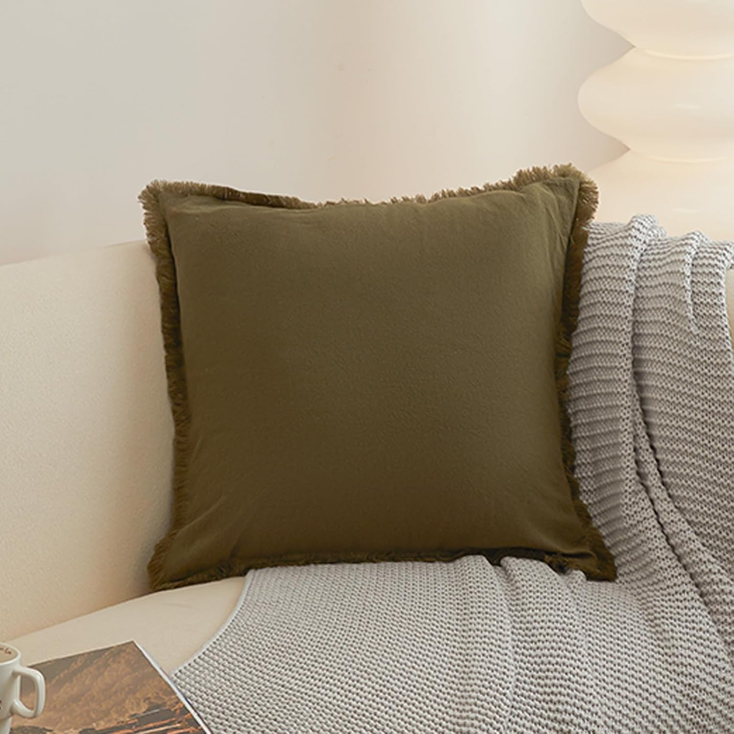 2 Pcs Cotton Cushion Cover Decorative Throw Pillow Covers Set in