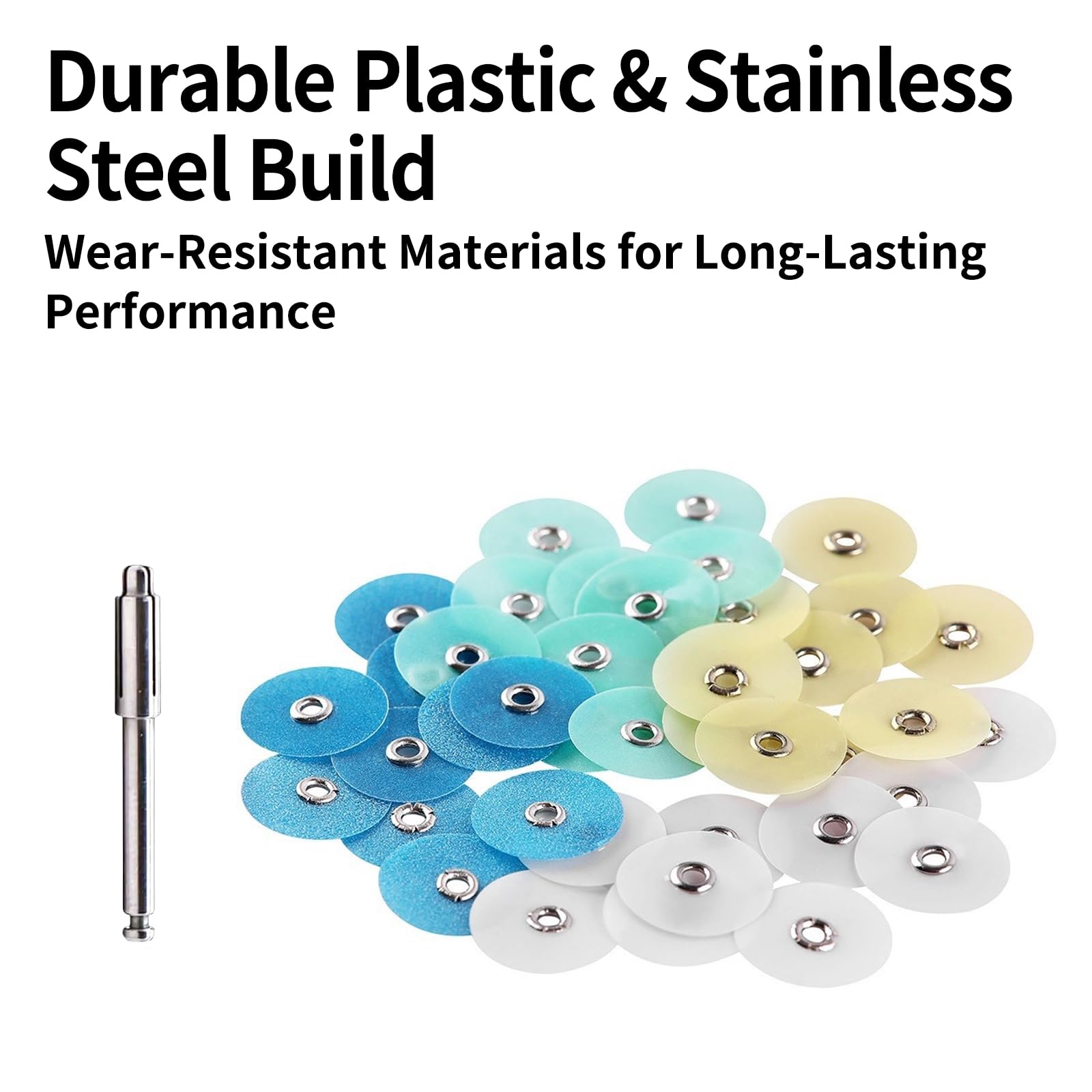 KMYZQDV 80Pcs Composite Finishing Kit 12mm 14mm Dental Polishing Disc for Teeth Sanding Strips Material Denture Polish and Contouring Burs Dental Materials Accessories with Mandrel Professional Kit