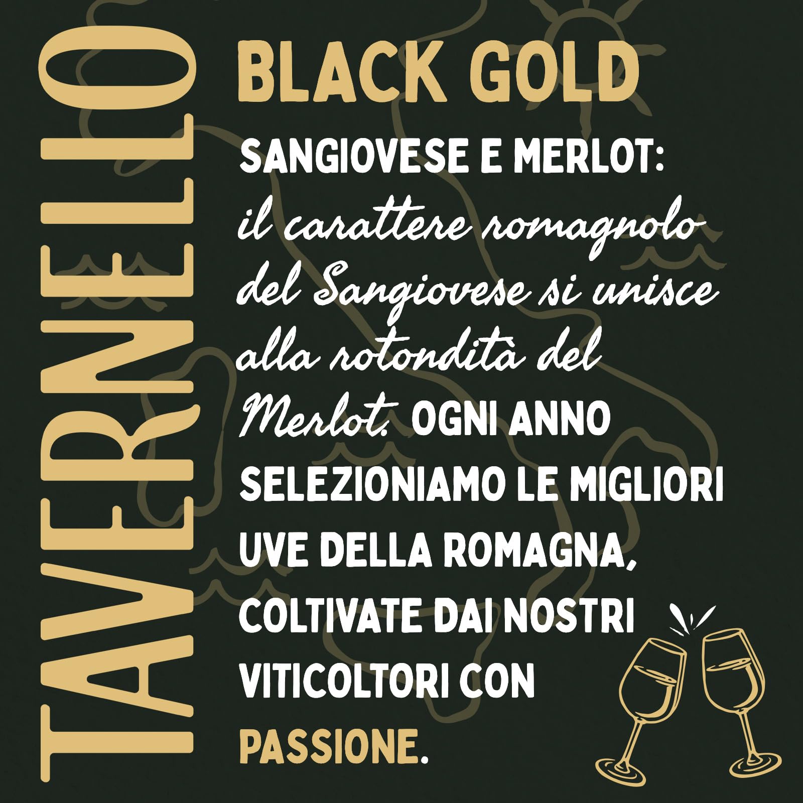 Tavernello Black Gold Vino Rosso Sangiovese Merlot Rubicone IGT, 13.5% Vol, Confezione con 15 Brik da 500 ml