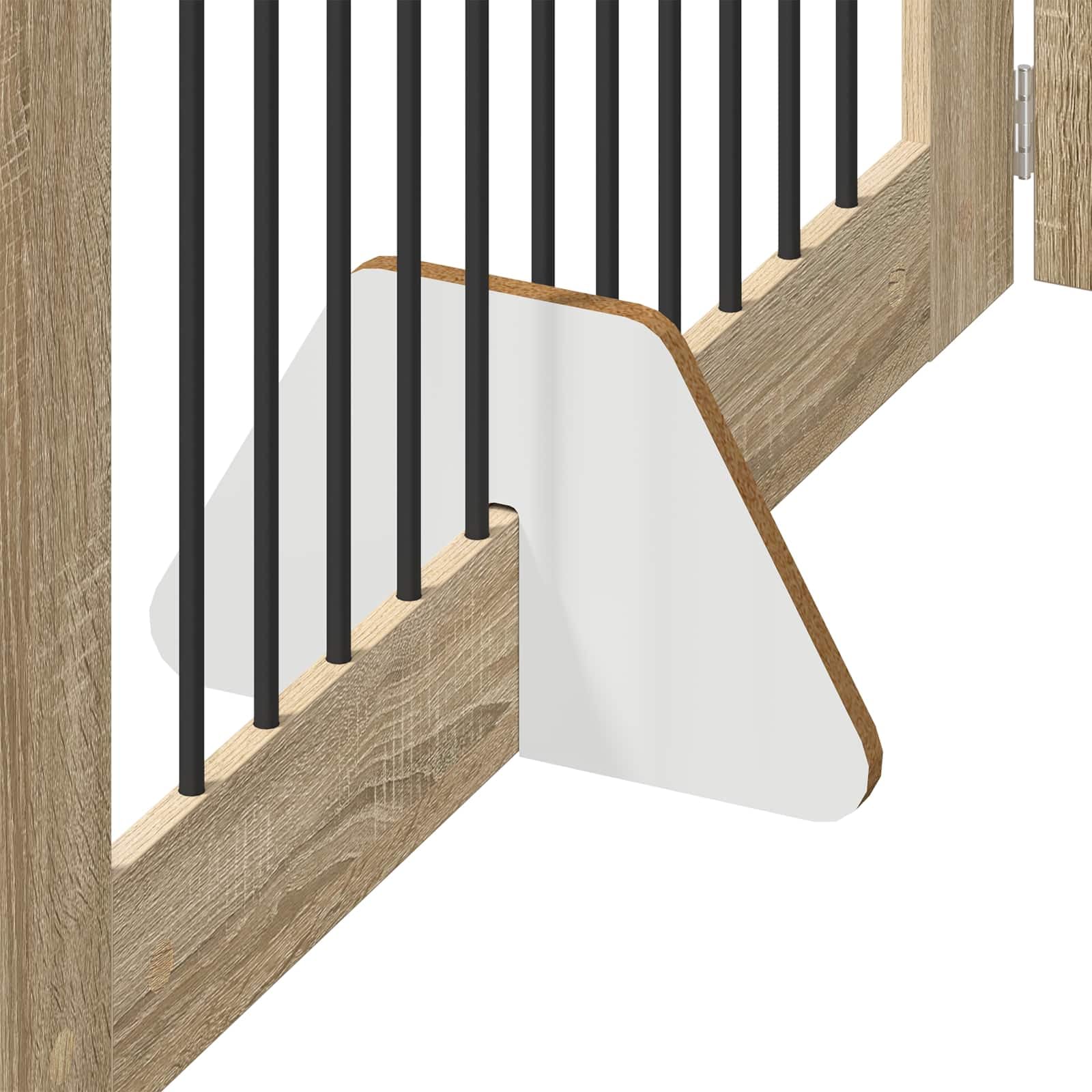 Portería para perros de 6 piezas con soporte de roble Sonoma 100 x 60 cm, plegable, modular ampliable para interior y exterior, caño seguro, protección y cierre para perros y cachorros