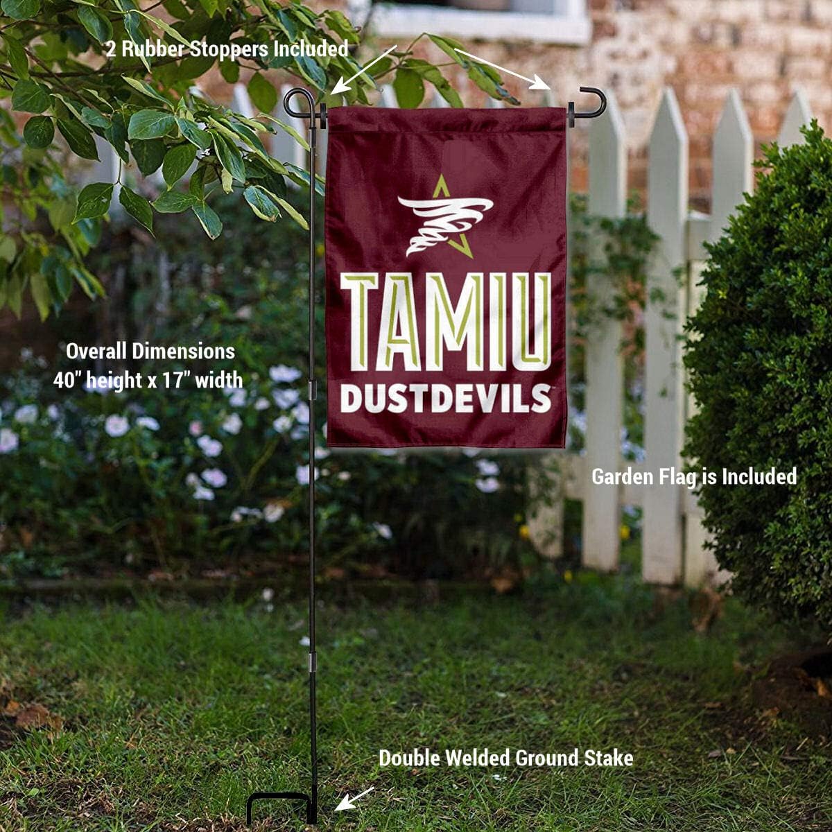 Texas A&M International Dustdevils Garden Flag with Pole Stand Holder - Image 3