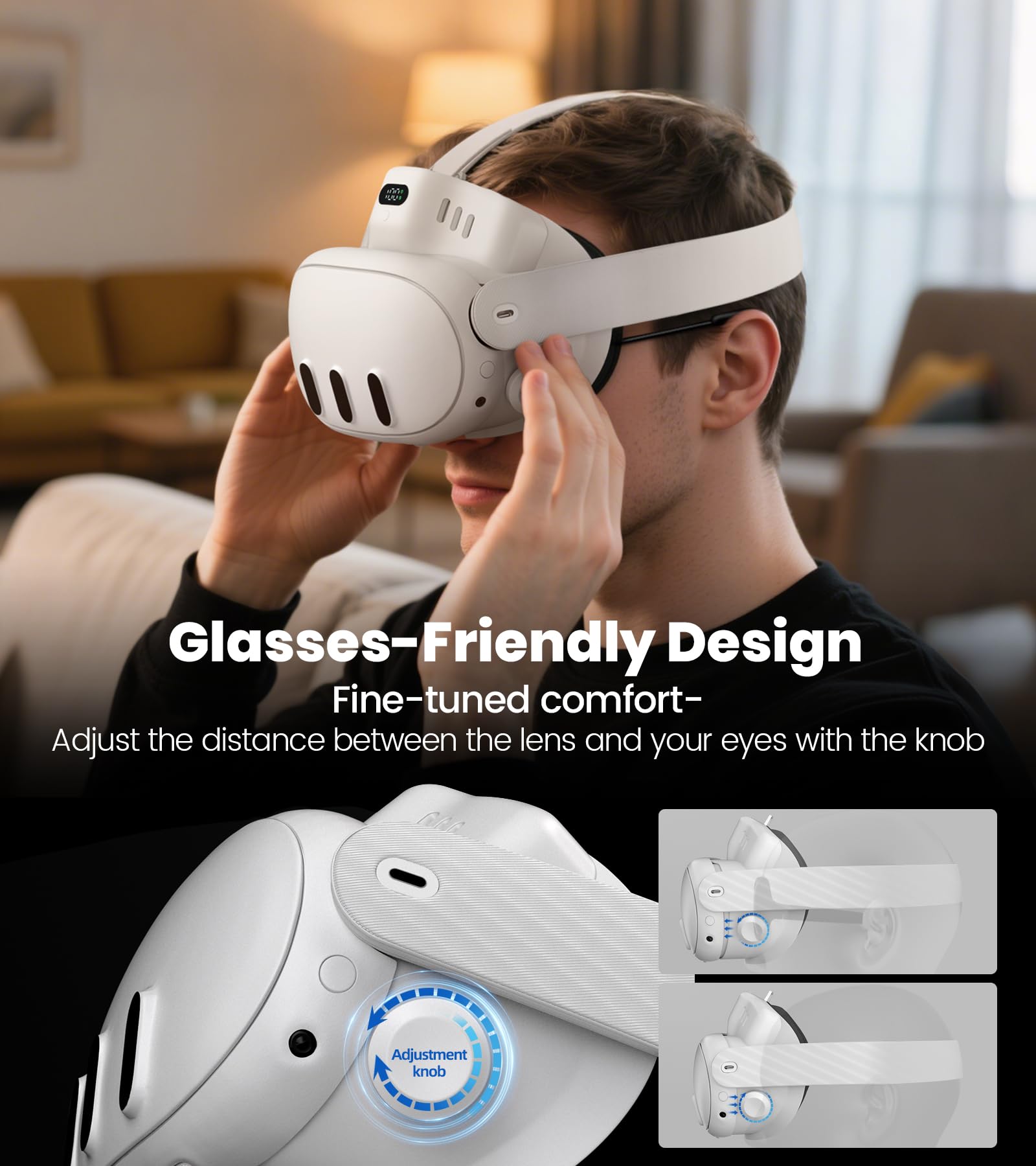 Ventilador de refrigeración doble, solo compatible con Meta/Oculus Quest 3, cojín facial a juego e interfaces faciales para antivaho, se adapta a la correa original para la cabeza