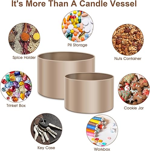 Miniatura 7 de AOSWELE Latas de vela de 4 onzas, lata de vela prémium de 4 onzas, lata de vela mate, frascos de lata de vela de oro Ross, elegante recipiente de