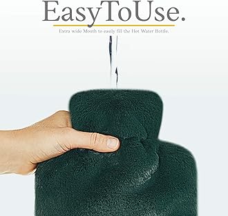 Qomfor Hot Water Bottle with Soft Cover - 1.8L Large - Classic Hot Water Bag for Pain Relief, Neck and Shoulders, Feet Warmer, Menstrual Cramps, Hot and Cold Therapy - Great Gift for Women - Green