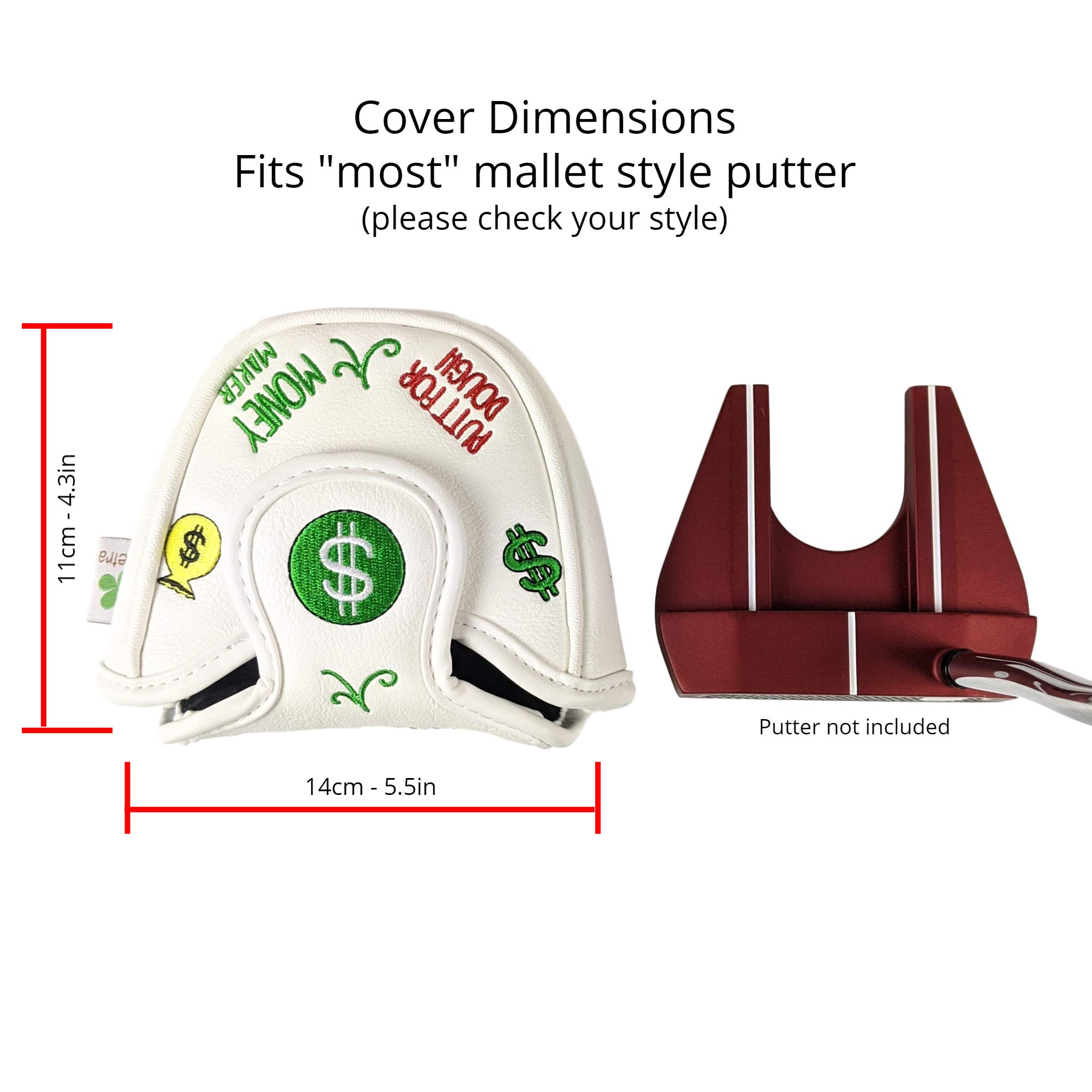 Foretra WeiÃŸ Putterhaube - Golfschlägerhaube mit Magnetverschluss - PU-Leder - Exklusives Stickmuster - Scotty Cameron, Odyssey, Taylormade, Ping