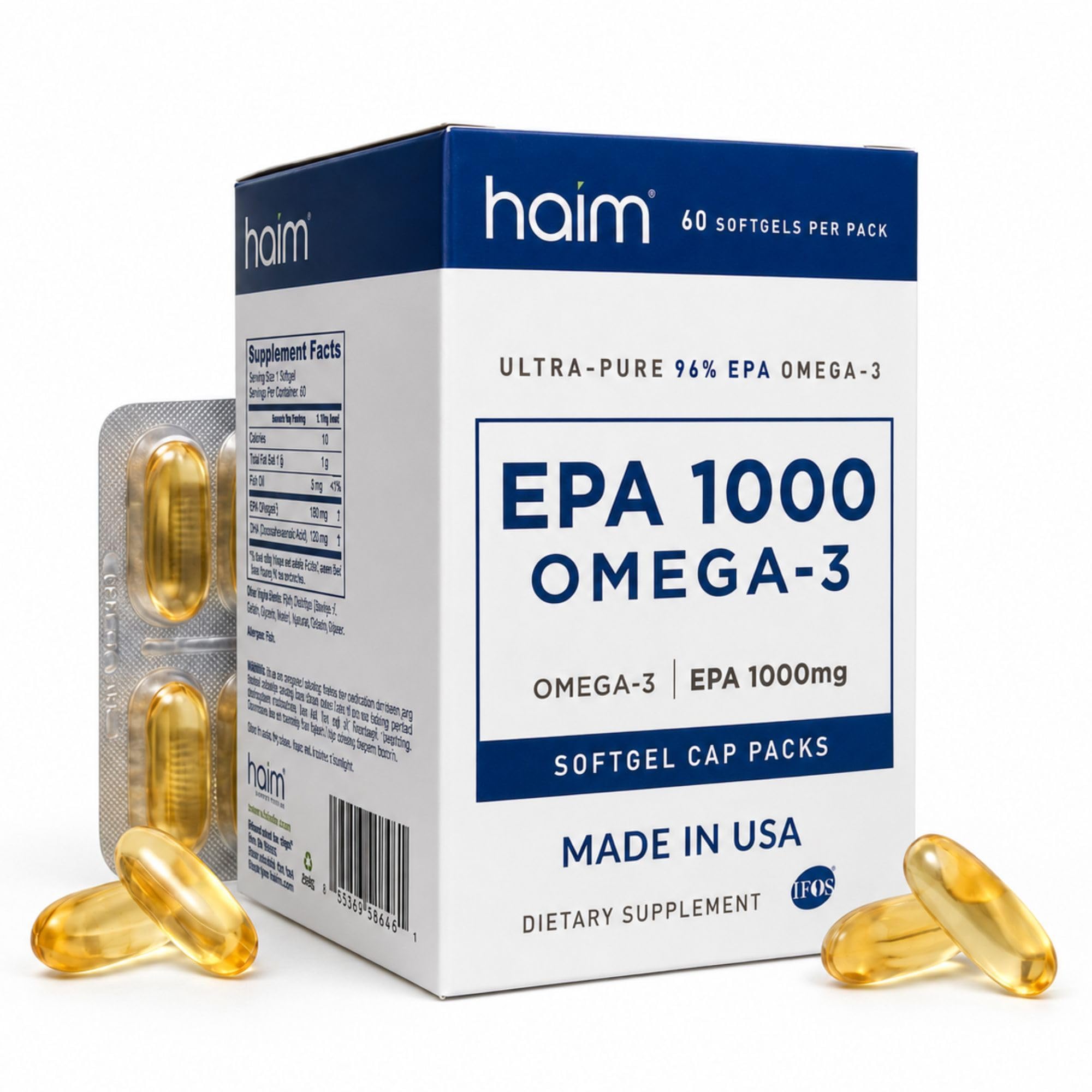 HAIM Óleo de peixe com EPA 1.000 mg 60 cápsulas softgel