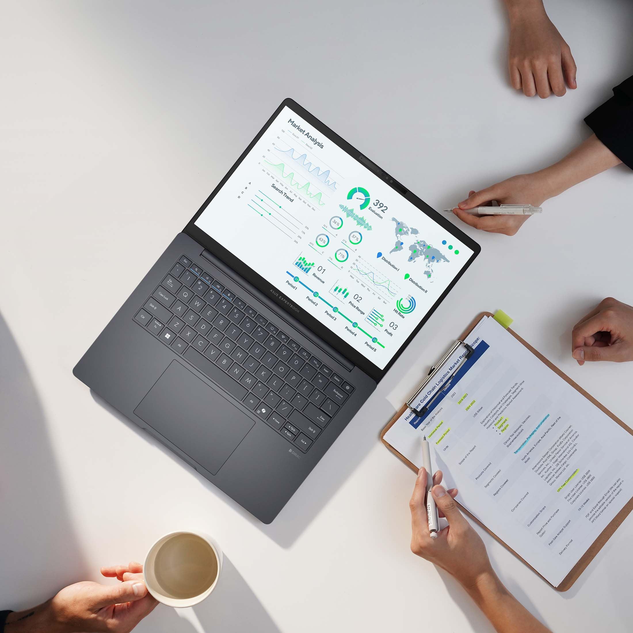 ASUS ExpertBook B5 | 14" WQXGA | Ultra 7 255H | RAM: 64GB | SSD: 1TB | Laptop in Gentle Grey | beleuchtete Tastatur | Aluminium | Windows 11 Pro | Office 2024 Pro | Notebooktasche