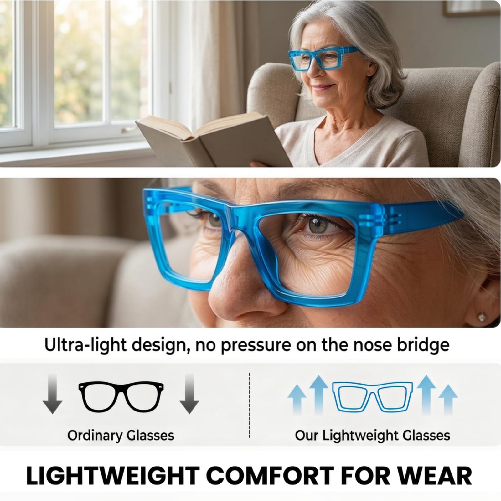 Eyekepper 6 Paia Cateye Occhiali da Lettura Cerniere a Molla Senza Viti Senza Metallo Lettori di per Donna