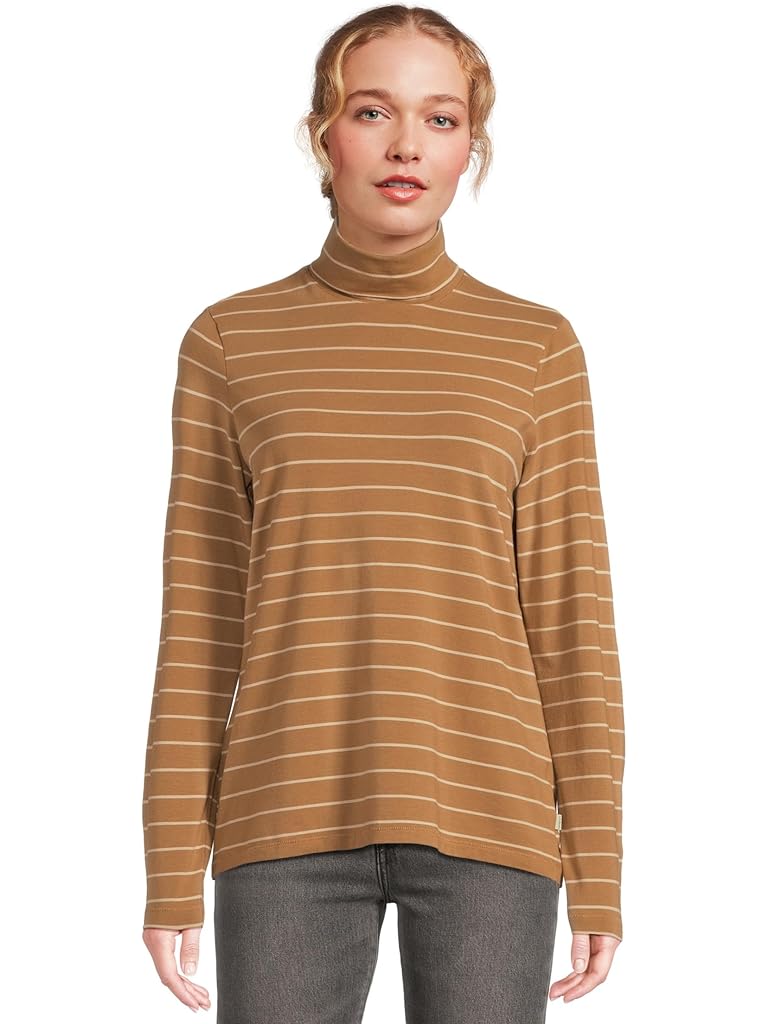 Brown L.L.Bean Soft Stretch Supima Turtleneck Long Sleeve Stripe