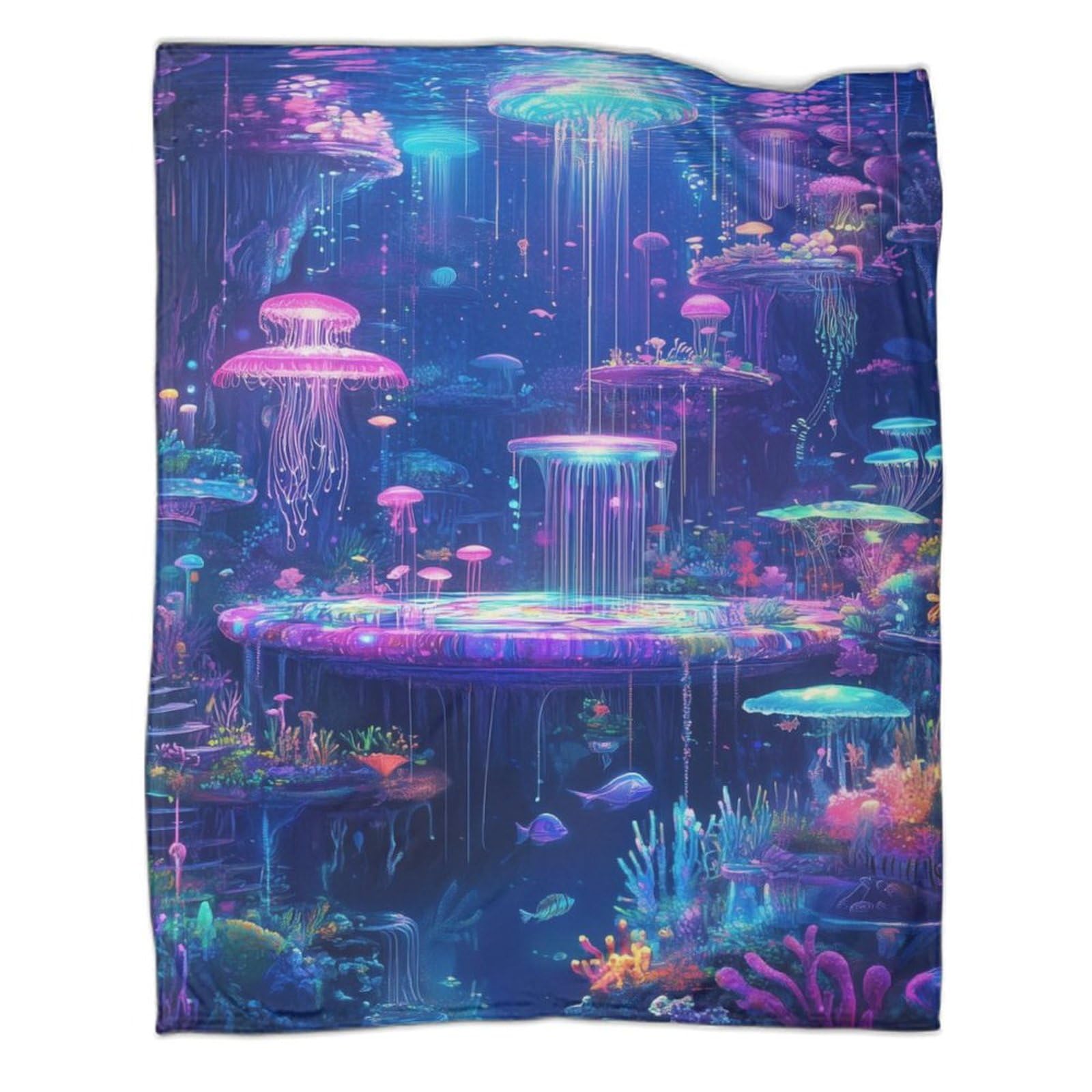 Couverture de voyage Jellyfish chaude - Plaid adulte doux pour canapé et bureau