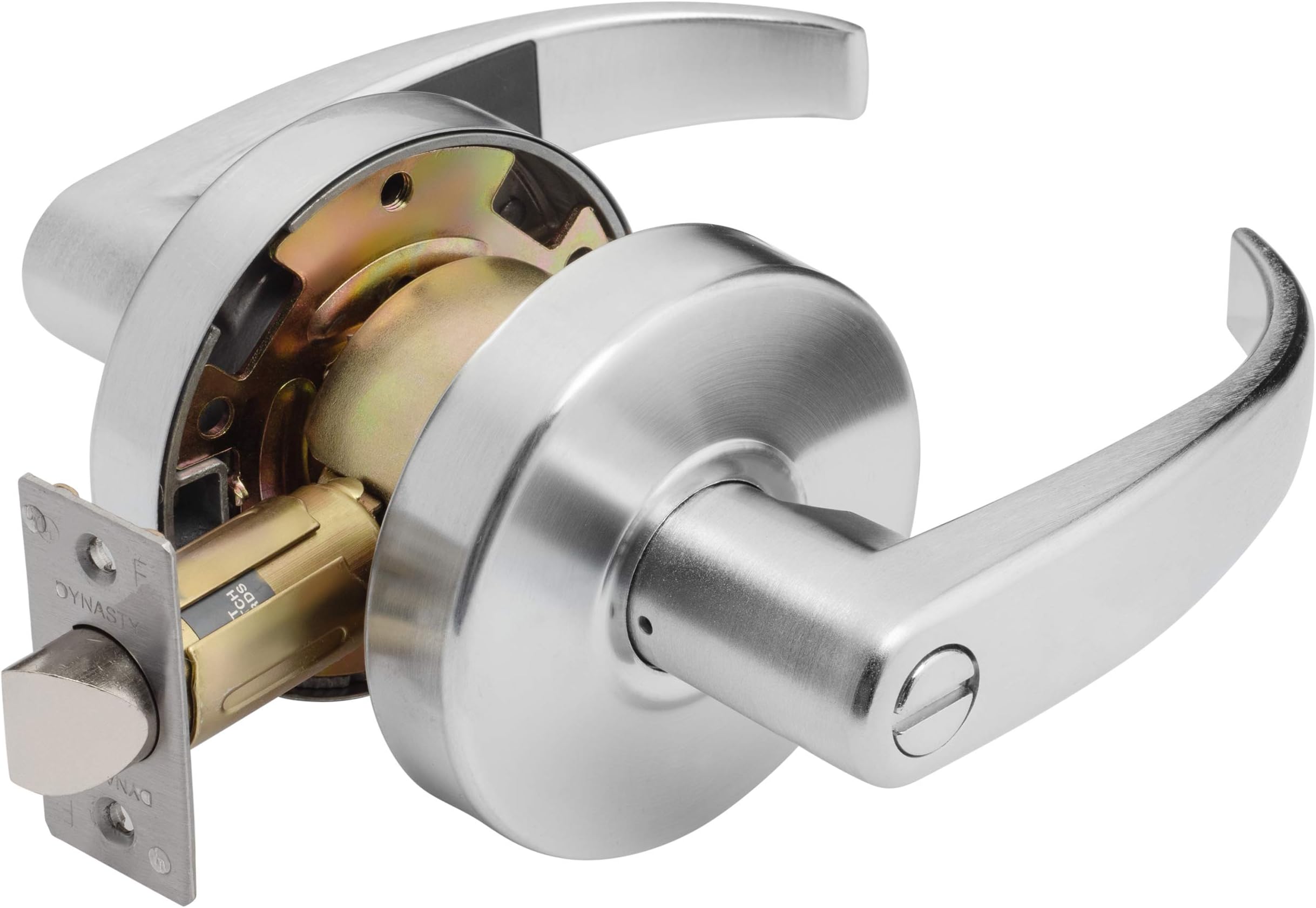 Dynasty Hardware Spartan Design Privacy Door Lock Lever Lockset, ADA Compliant, Grade 2 Heavy Duty Handle for Bathroom, Satin Chrome Finish, Model SPA-20-26D