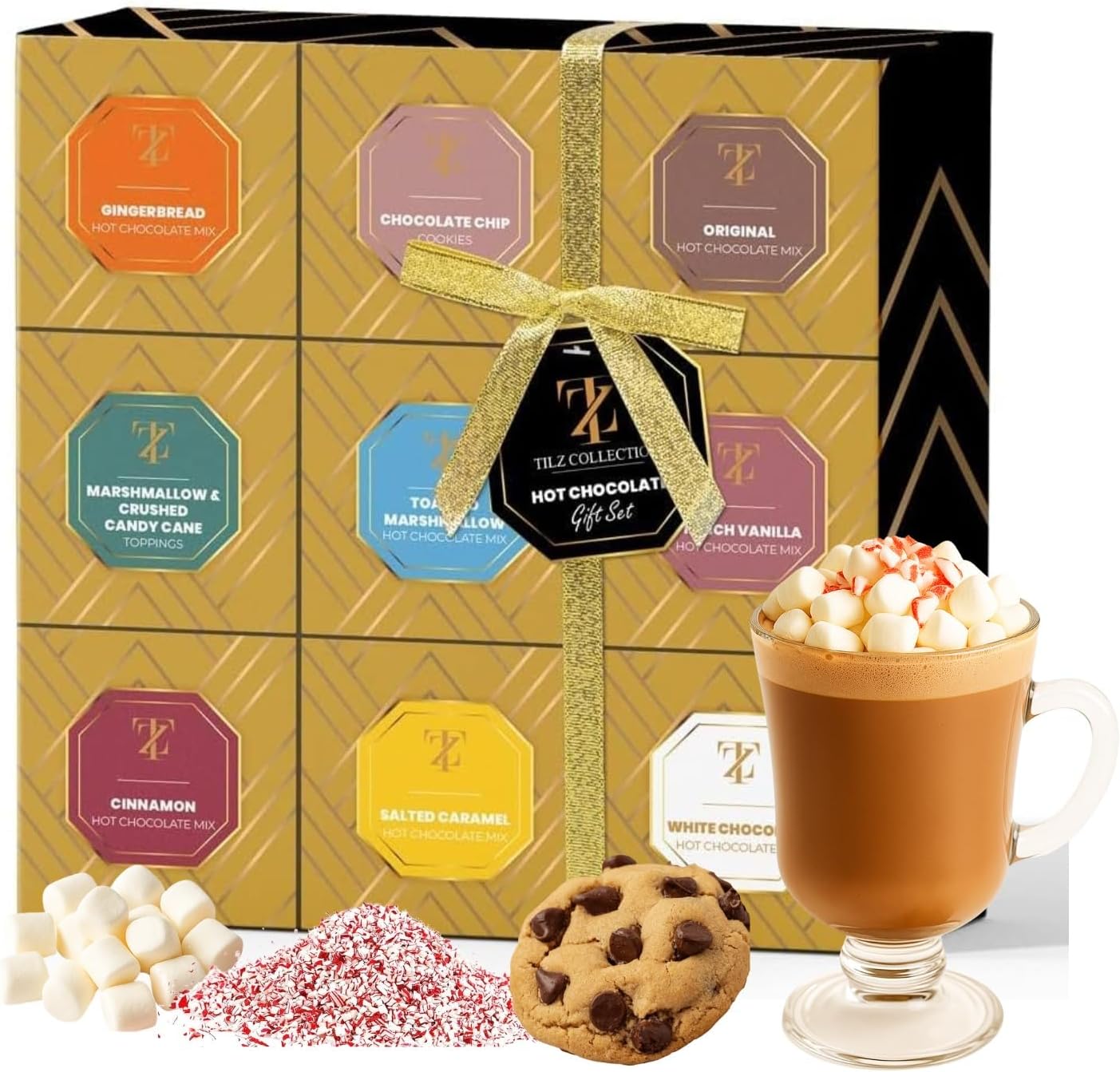 Hot Chocolate Cocoa Gift Set Mini Drinking Chocolate Different Flavors Selection Including Roasted Marshmallow Hazelnuts Gingerbread Luxury Christmas Gifts