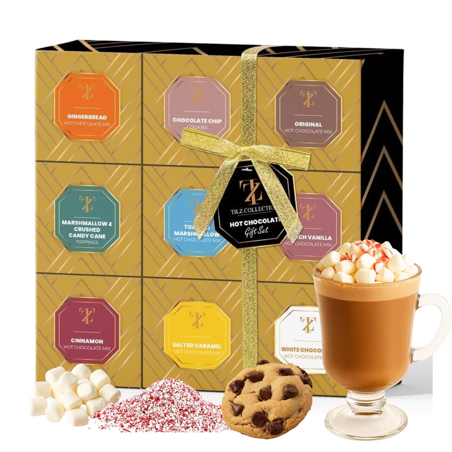 Sponsored Ad – Hot Chocolate Gift Set - 9Pk Christmas Hot Chocolate Gifts With Mini Marshmallows, Candy, Cookies |Christmas Gifts For Couples, Girls, Xmas Gifts For Women, Christmas Eve Box Fillers For Adults, Kids