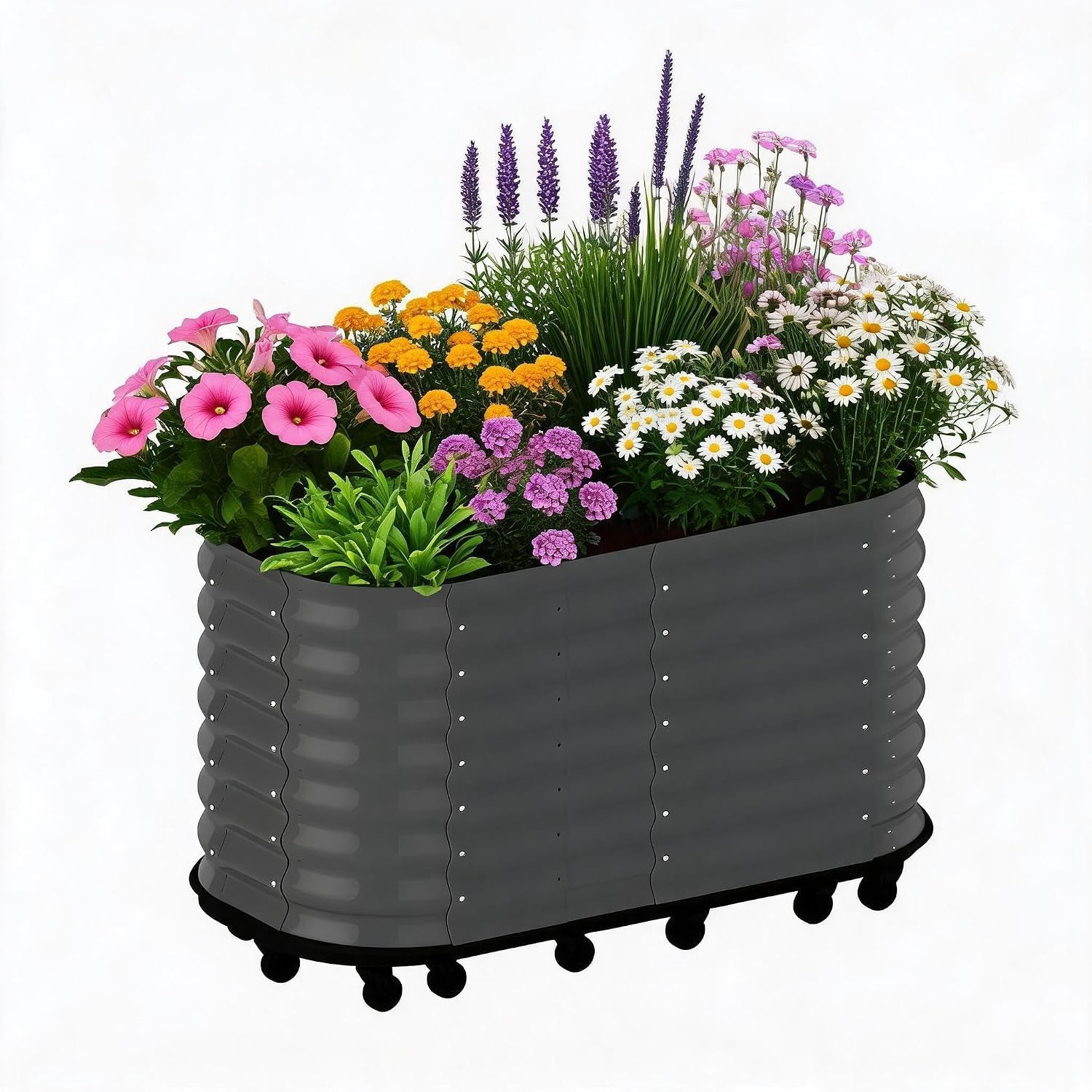 Garvee Mobile Self-Watering Galvanized Steel Raised Garden Bed Planter