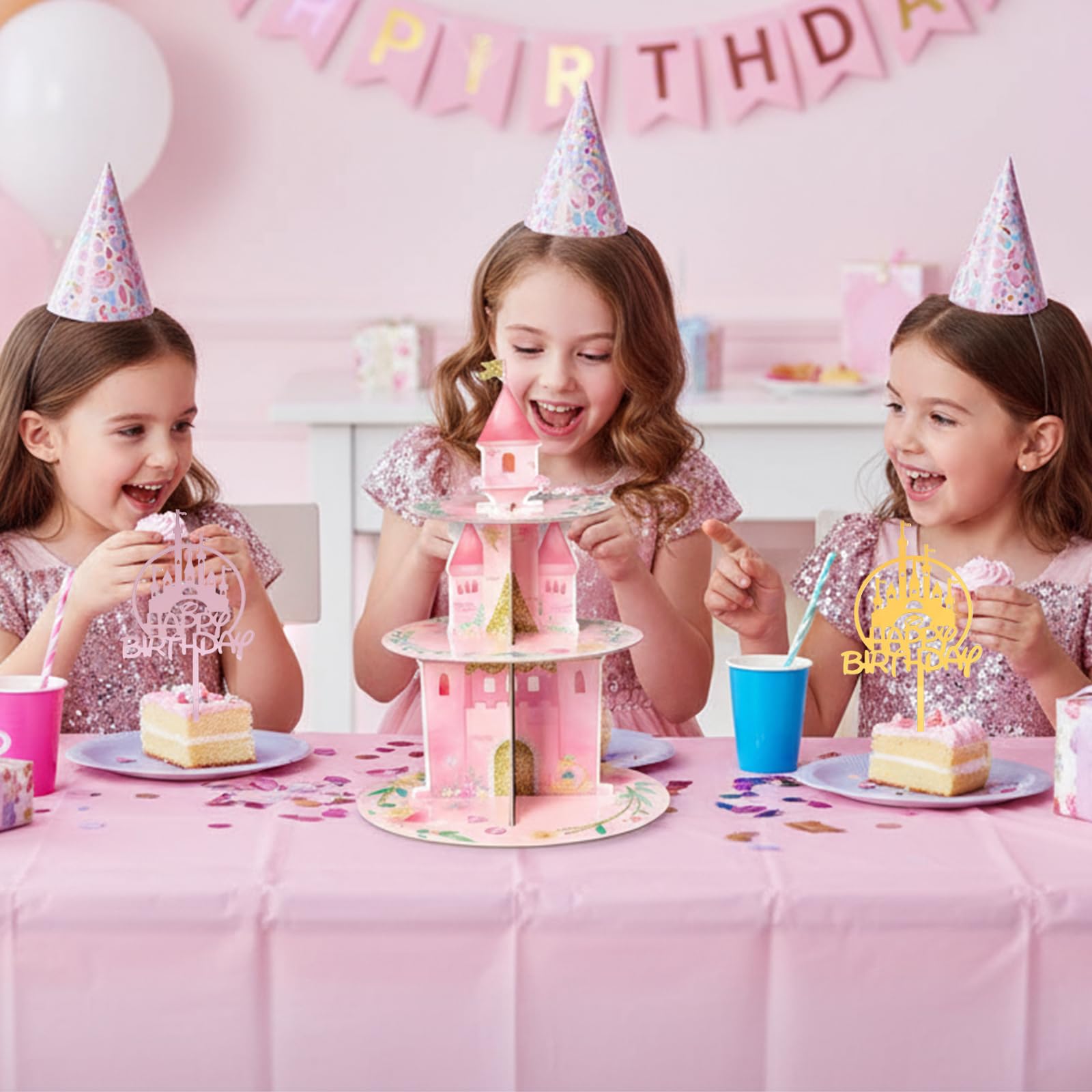 Vassoio per cupcake a 3 ripiani, con corona principessa, colore Vassoio per cupcake a 3 ripiani, con corona principessa, colore