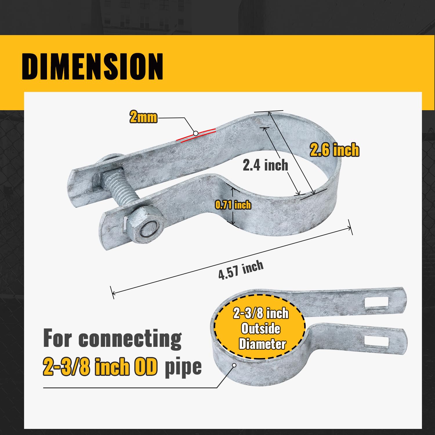 MTB SUPPLY Galvanized Chain Link Fence Tension Band 2-3/8 - View #10