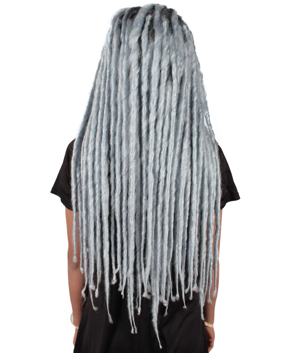 HPO Adult Women's Long Dreadlocks Wig - Dark Grey Dreadlock with Dark Roots - Capless Cap Design