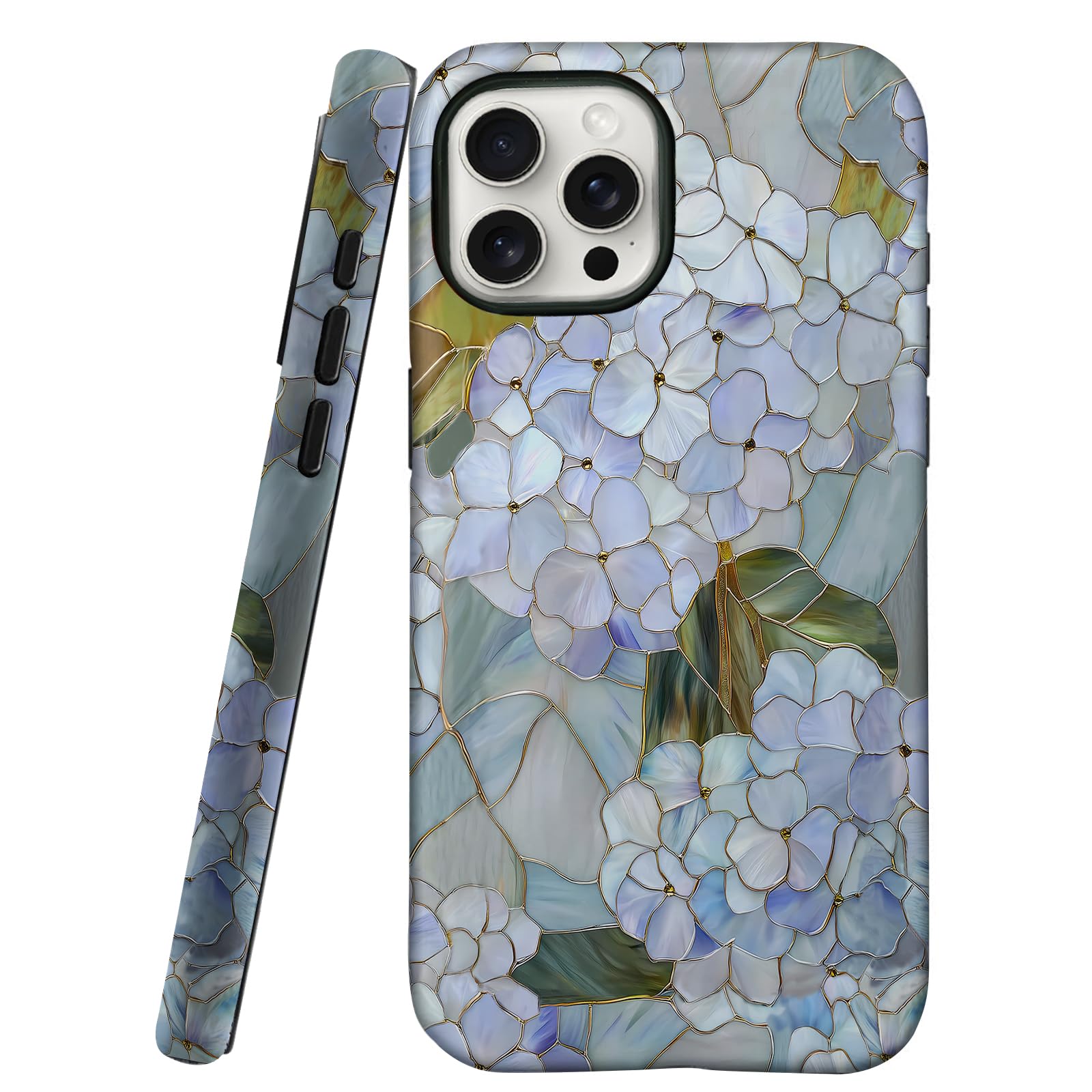 Mainrenka Blue Floral Art Phone Case for iPhone 12 Pro Max, Vintage Cute Aesthetic Phone Cases Shockproof Design Trendy Stylish Kawaii Protective