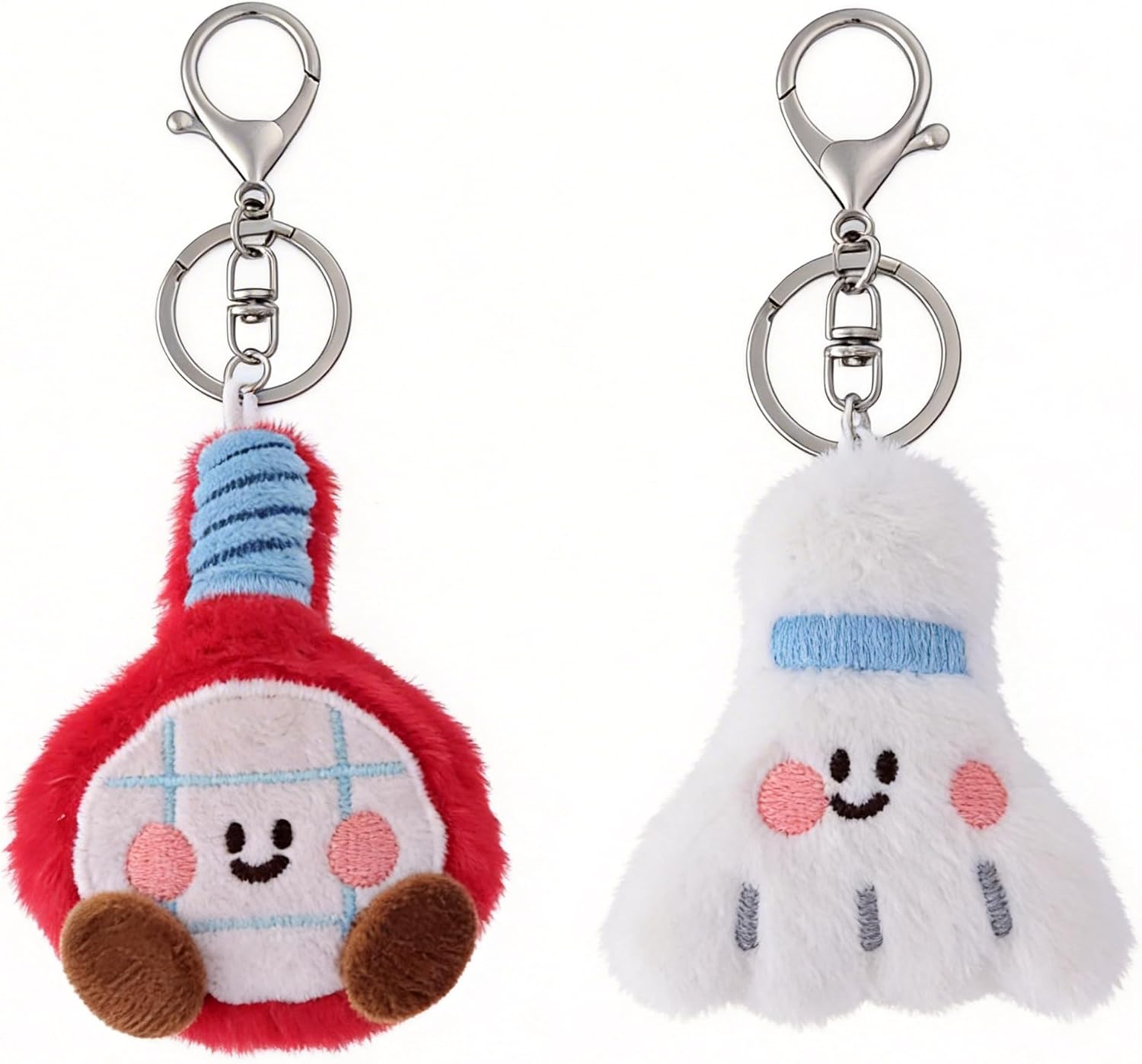 2 Pieces Cute Sports Keychain Bag Charm Set Plush Backpack Accessories Party Birthday Gifts Matching Key Ring