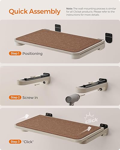 Miniatura 3 de Feandrea Clickat Collection - Hamaca para gatos No.001, cama para gatos montada en la pared, percha de pared para gatos que ahorra espacio, montaje