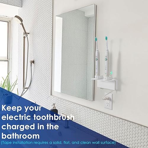 Miniatura 4 de OAPRIRE Soporte para cepillo de dientes eléctrico para baño, soporte acrílico para cepillos de dientes eléctrico montado en la pared, viene con