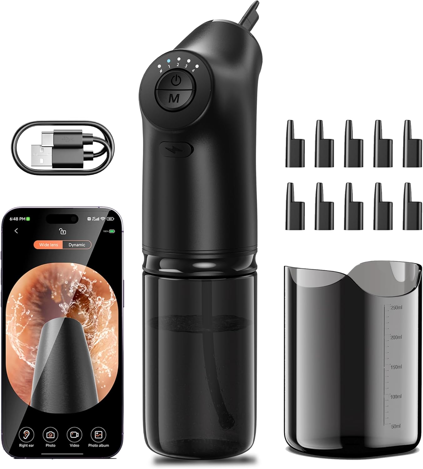 Smart Visual Ear Wax Removal with 1080P Camera - FSA HSA Eligible - Electric Ear Cleaner Kit with 4 Modes - 10 Ear Tips - Ear Irrigation&Flushing Kits for Adults