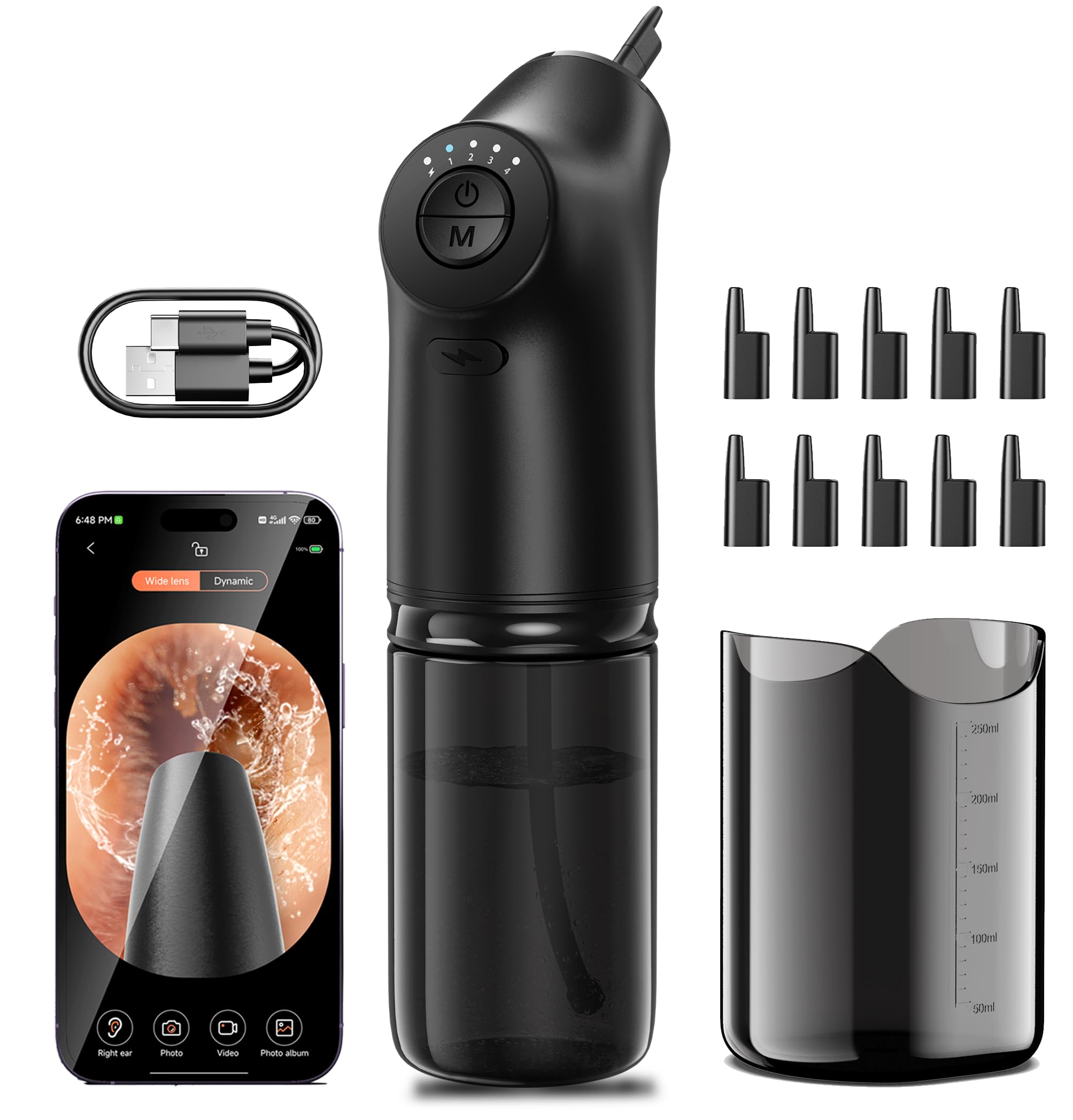 Smart Visual Ear Wax Removal with 1080P Camera - FSA HSA Eligible - Electric Ear Cleaner Kit with 4 Modes - 10 Ear Tips - Ear Irrigation&Flushing Kits for Adults