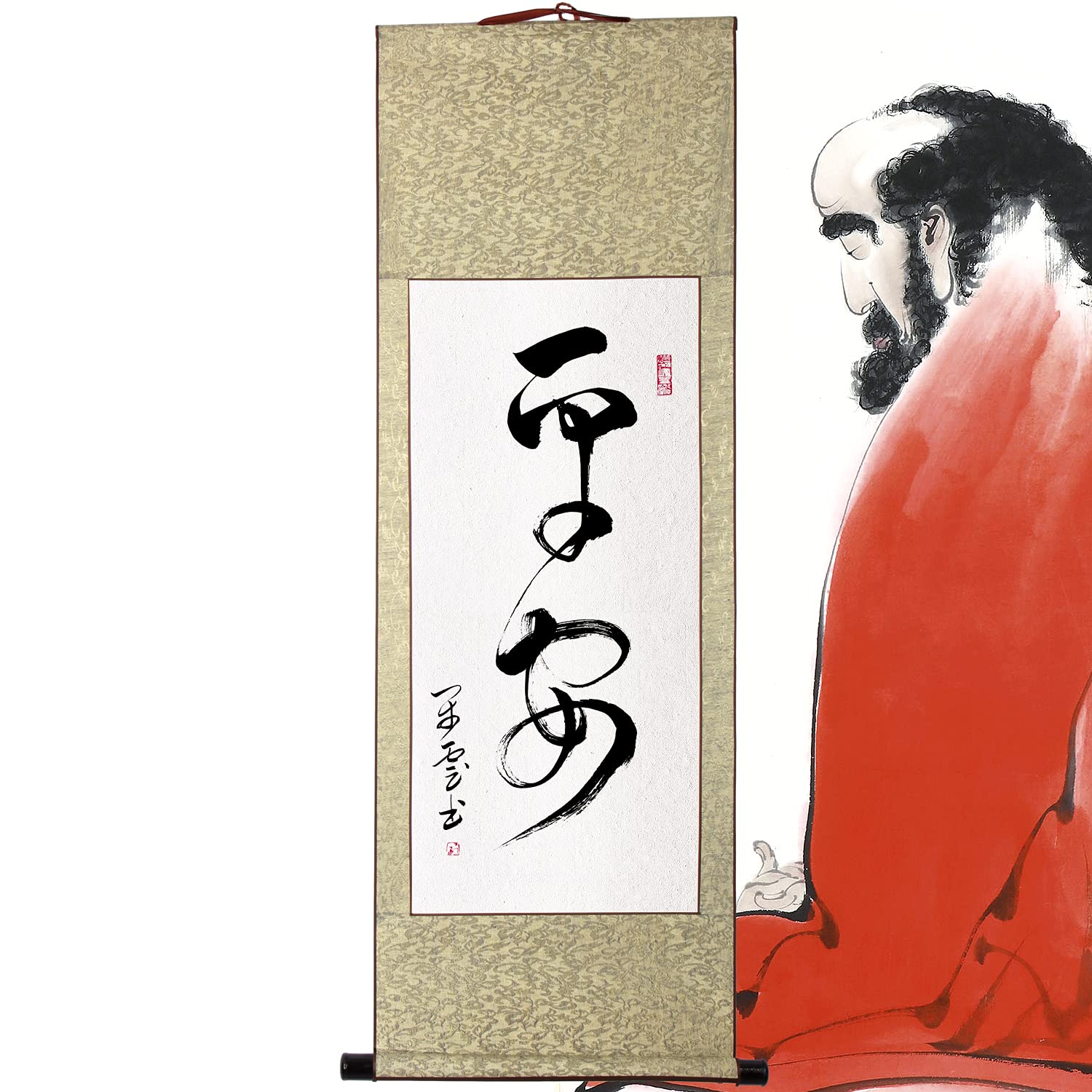 Amazon.co.jp: 茶掛け 肉筆 手書き/平安/掛け軸 おしゃれ 四尺四 掛軸