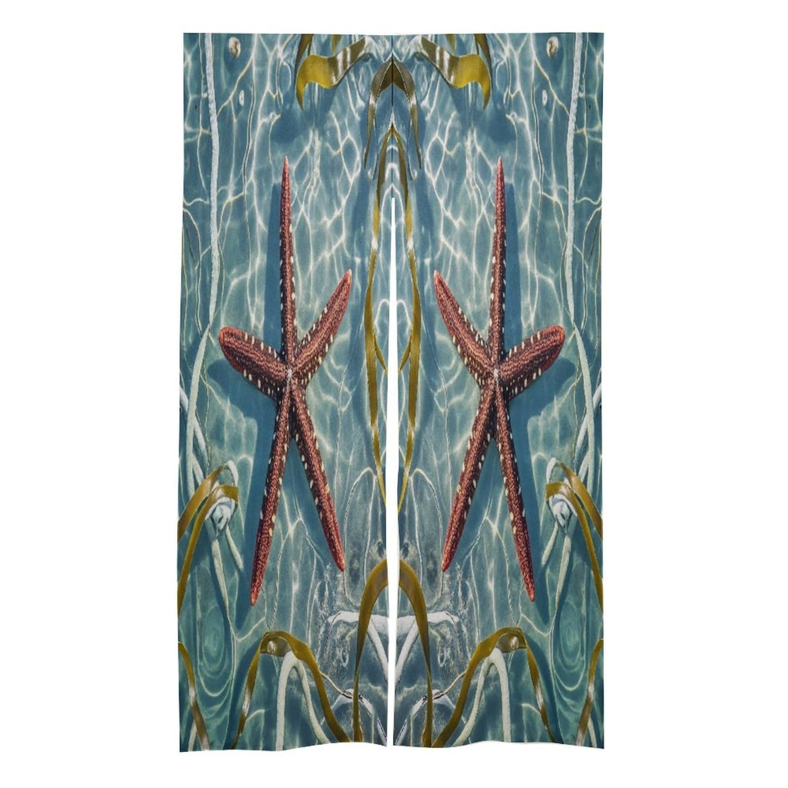 LZQPOEAS Starfish Door Curtain Treatment Door Tapestry Japanese Style Doorway Curtain Privacy Thermal Insulated Doorway Window Curtains for Home Restaurant Decor
