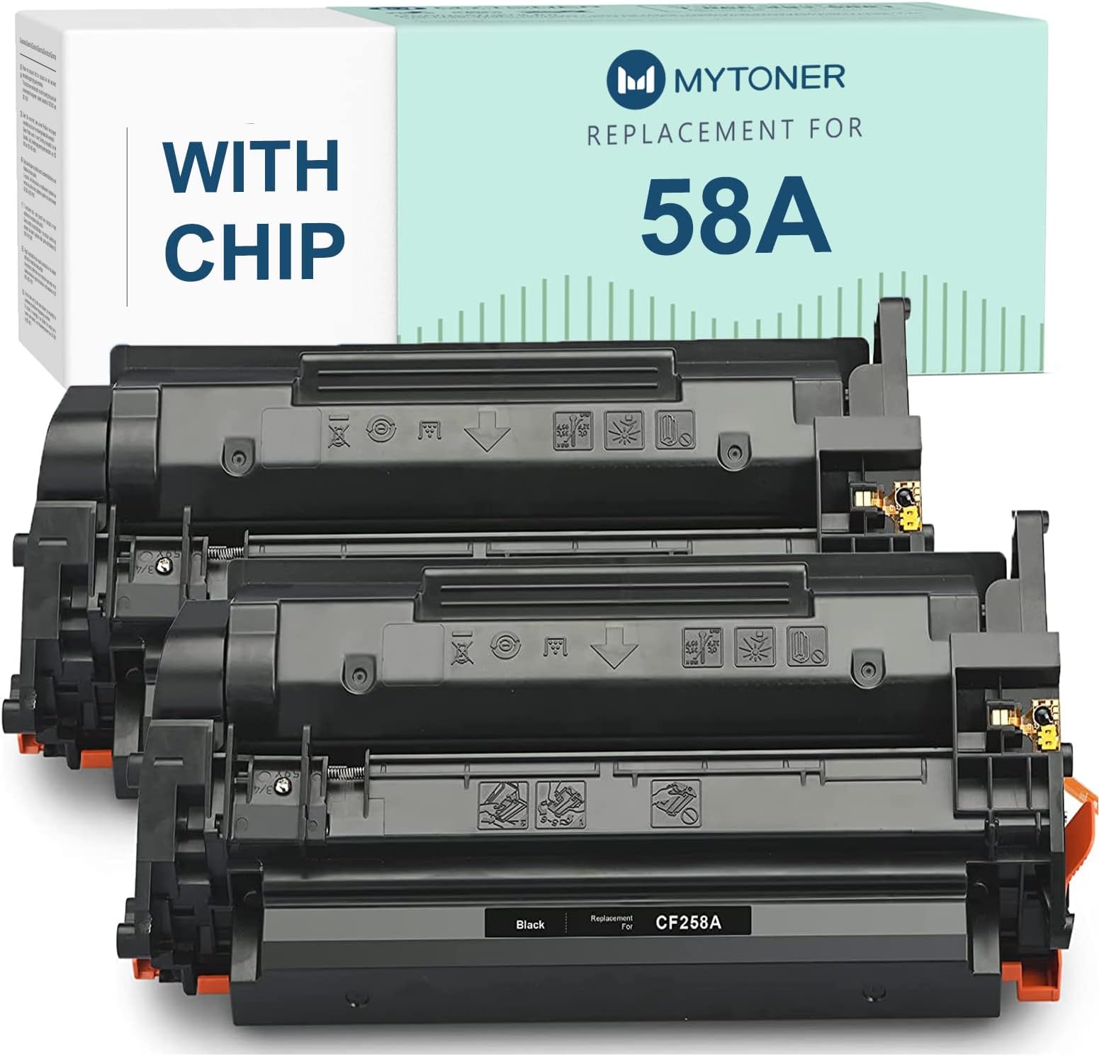 MYTONER (58A with Chip) Compatible Toner Cartridge Replacement for HP 58A CF258A for Laserjet Pro M404dn M404dw M404n MFP M428fdw M428fdn M428dw M428 M404 M430f M406dn (Black,2-Pack)